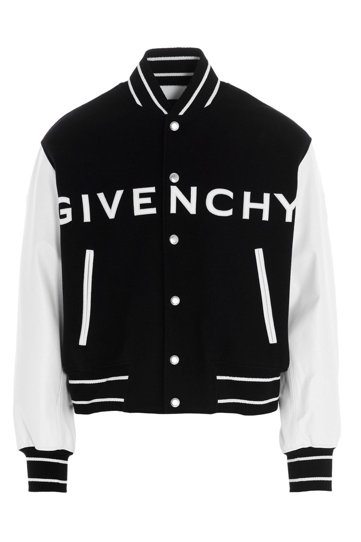 image of Givenchy Logo Bomber Jacket in White/Black, Men's (Size 2XL)