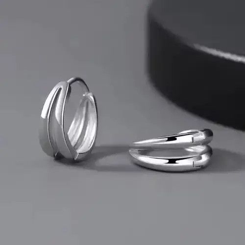 Sterling Silver silver vintage round earrings （1pairs） Size ONE SIZE - 3 Thumbnail