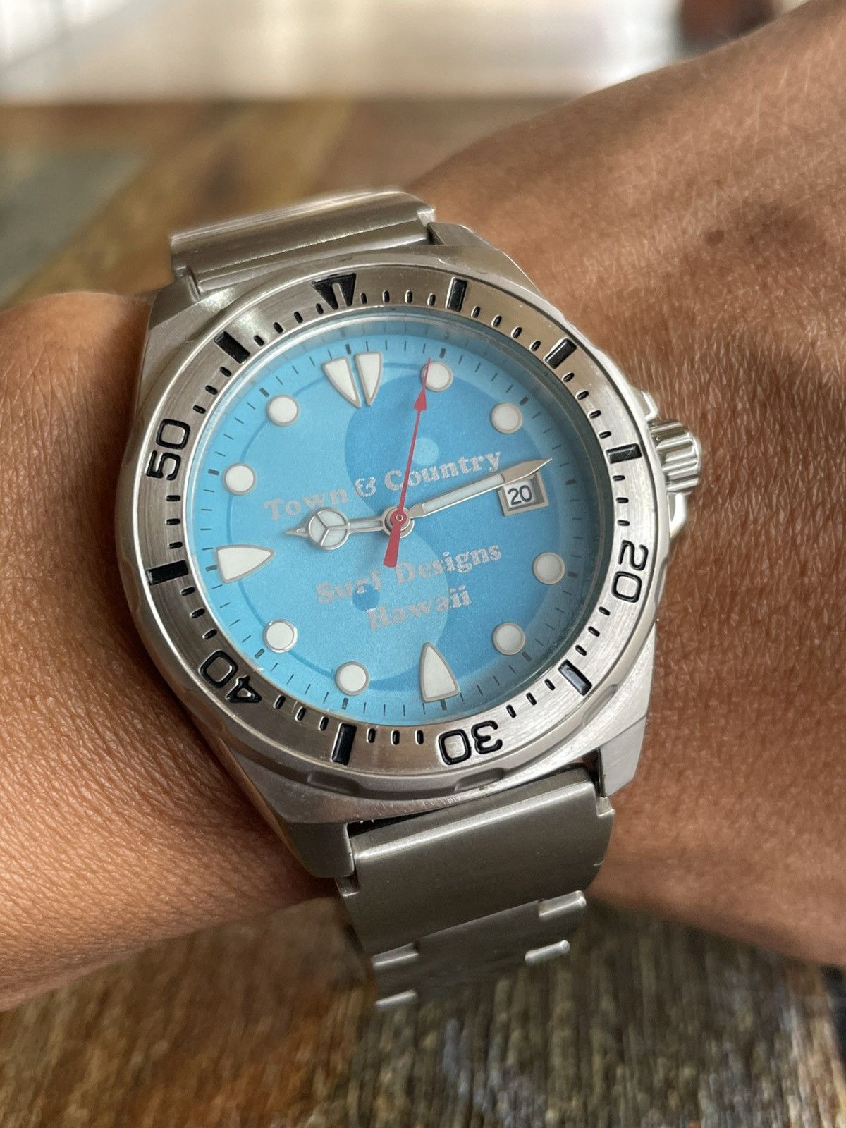 90's Seiko Town Country Surf Shop Diver Quartz Watch Japan in Silver, Men's