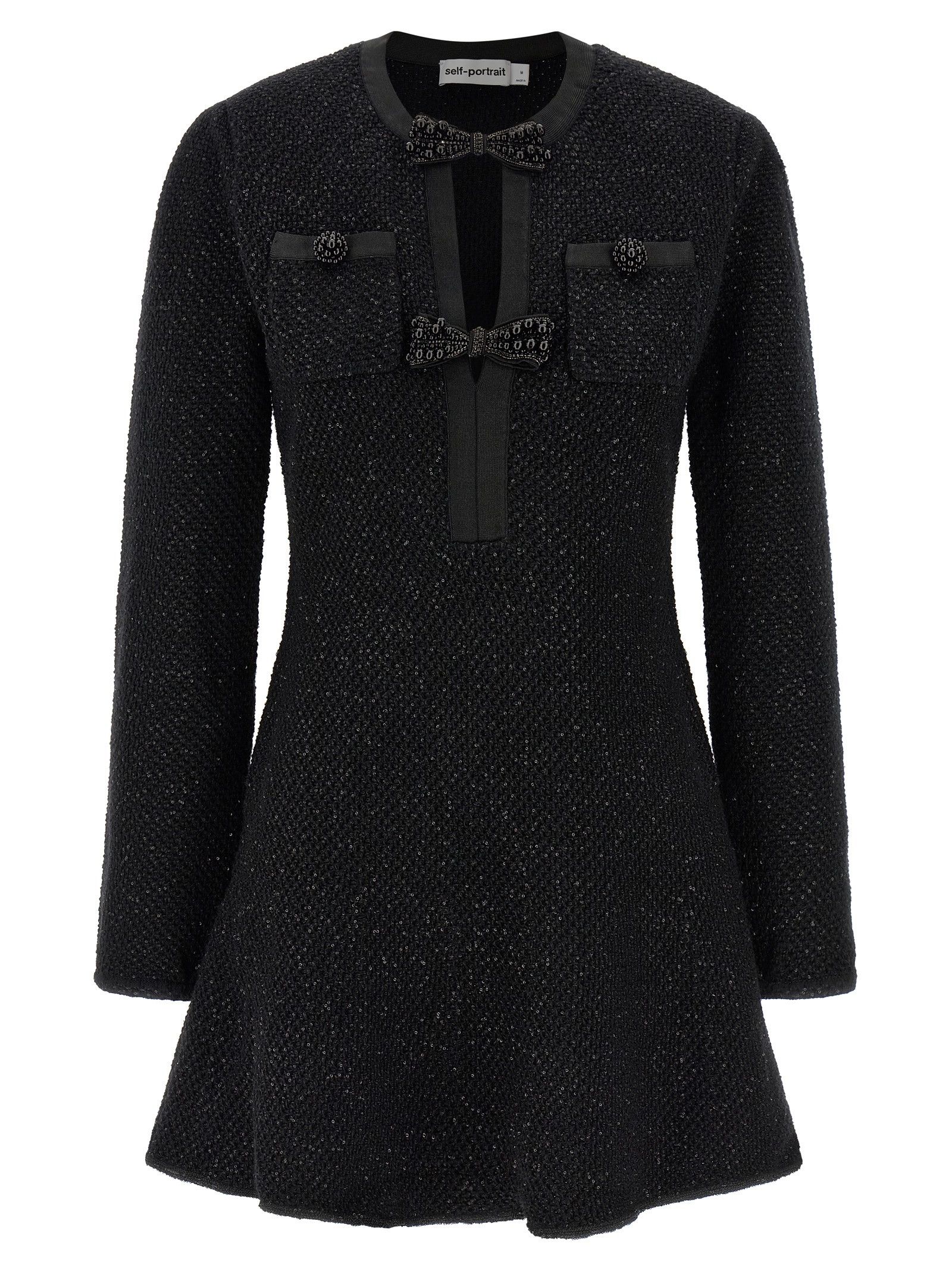 Self-Portrait 'Black Sequin Knit Mini' dress Size XS / US 0-2 / IT 36-38 - 1 Thumbnail