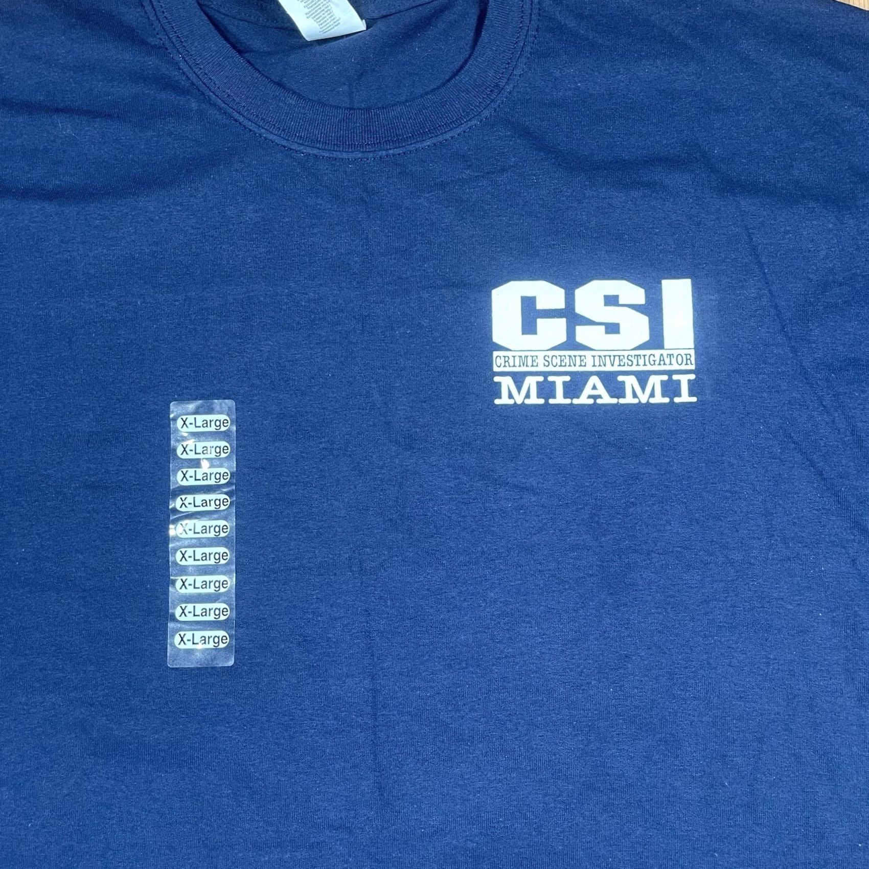 Gildan Gildan T-Shirt Mens XL Extra Large CrewNeck Short Sleeve Heavy Cotton CSI Miami Blue Classic Logo Summer Men’s T-Shirt XS? Size US XL / EU 56 / 4 - 2 Thumbnail