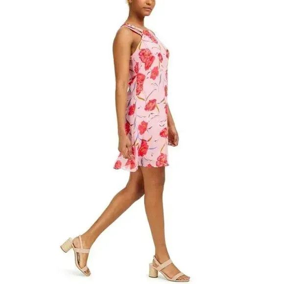 Bar III Bar III Printed Trapeze Dress, Pink/Red, Sz. XS Size XS / US 0-2 / IT 36-38 - 1 Thumbnail