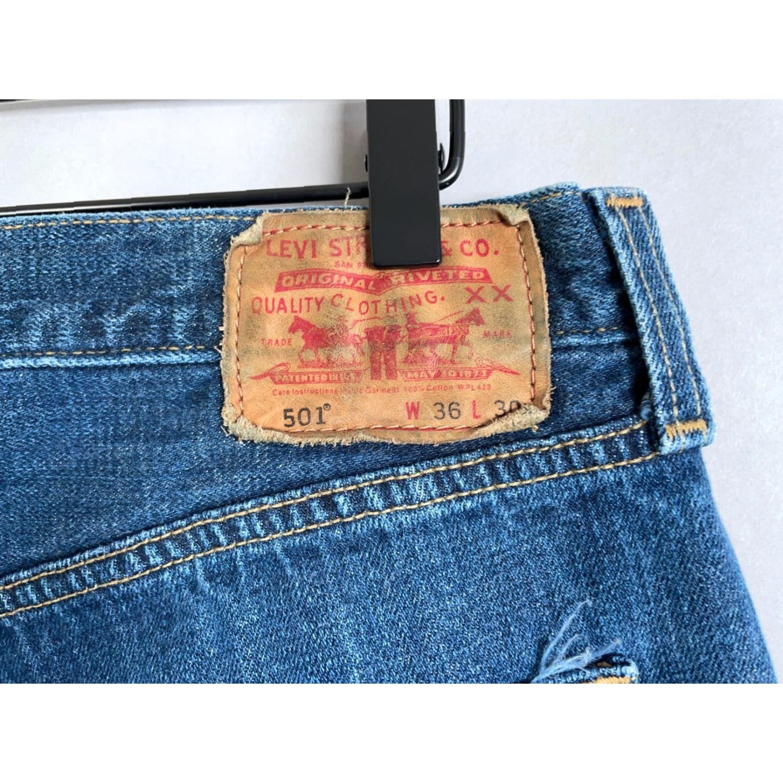 Levi's Levi's 501 XX Straight Jeans Men's 34x27 Blue Button Fly Regular Fit Retro Grunge Size US 34 / EU 50 - 4 Thumbnail