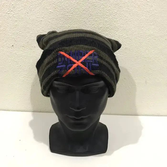 Japanese Brand Stripe Punk Design Danger Zone Beanie Hat Size ONE SIZE - 3 Thumbnail