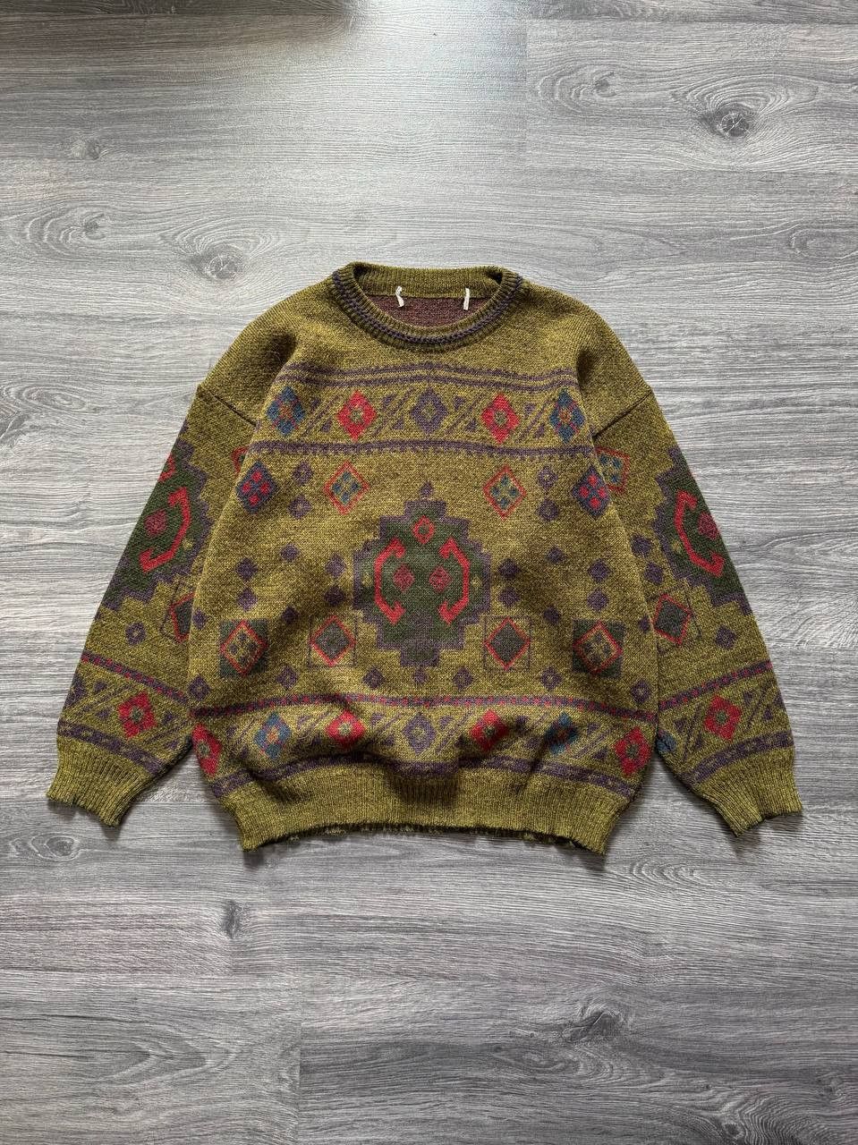 Vintage Vintage 90s Aztec Tribal Knit Mohair Sweater Boxy Cropped Size US M / EU 48-50 / 2 - 1 Thumbnail