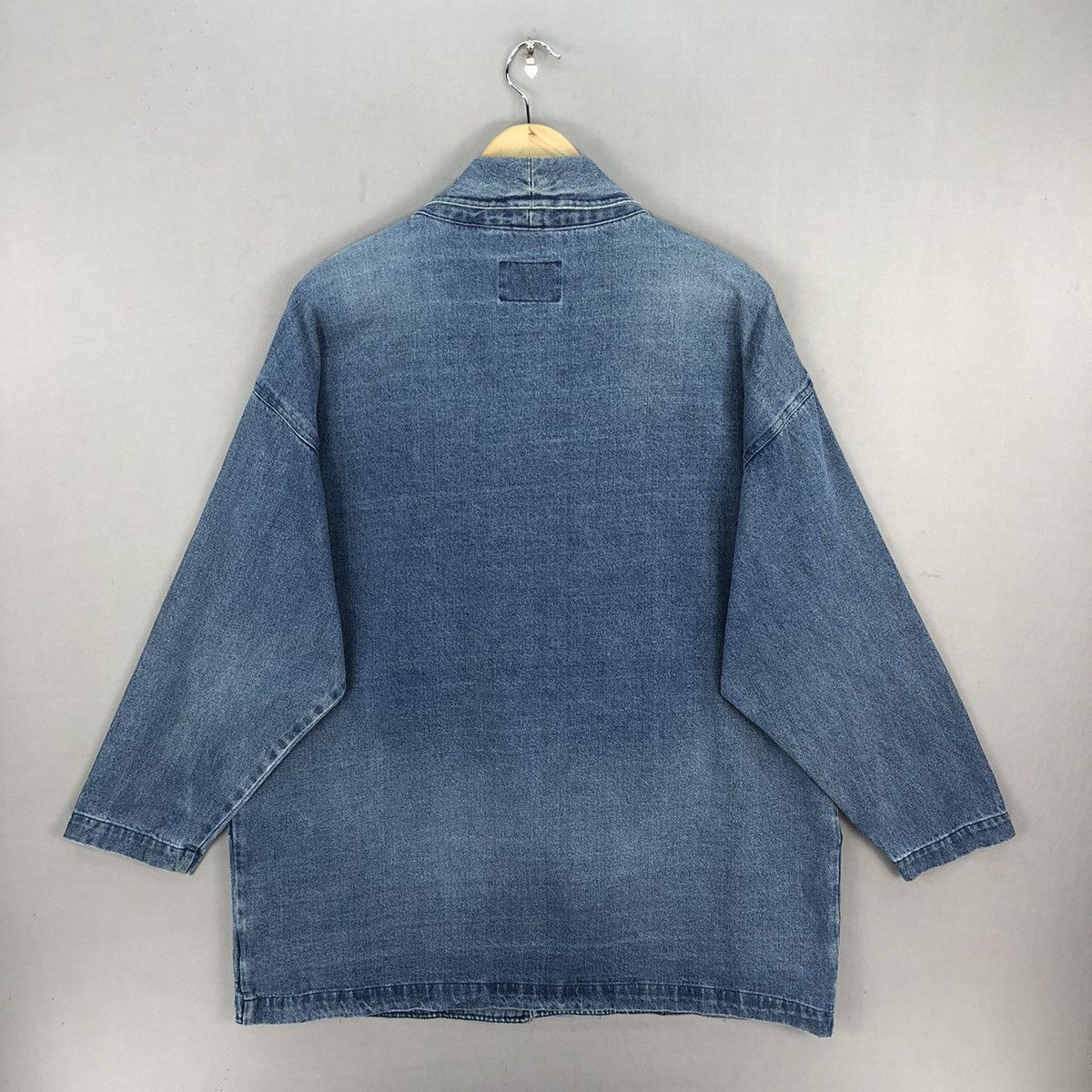 Number (N)ine Vintage Kastane Washed Denim Kimono Lab Coat Size US L / EU 52-54 / 3 - 10 Thumbnail
