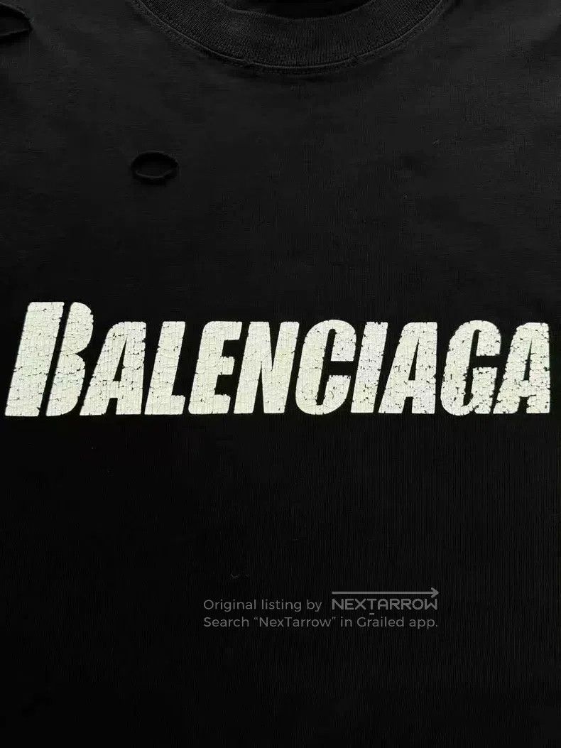 Balenciaga Balenciaga Black Big Ripped Short Sleeve Size US XS / EU 42 / 0 - 3 Thumbnail