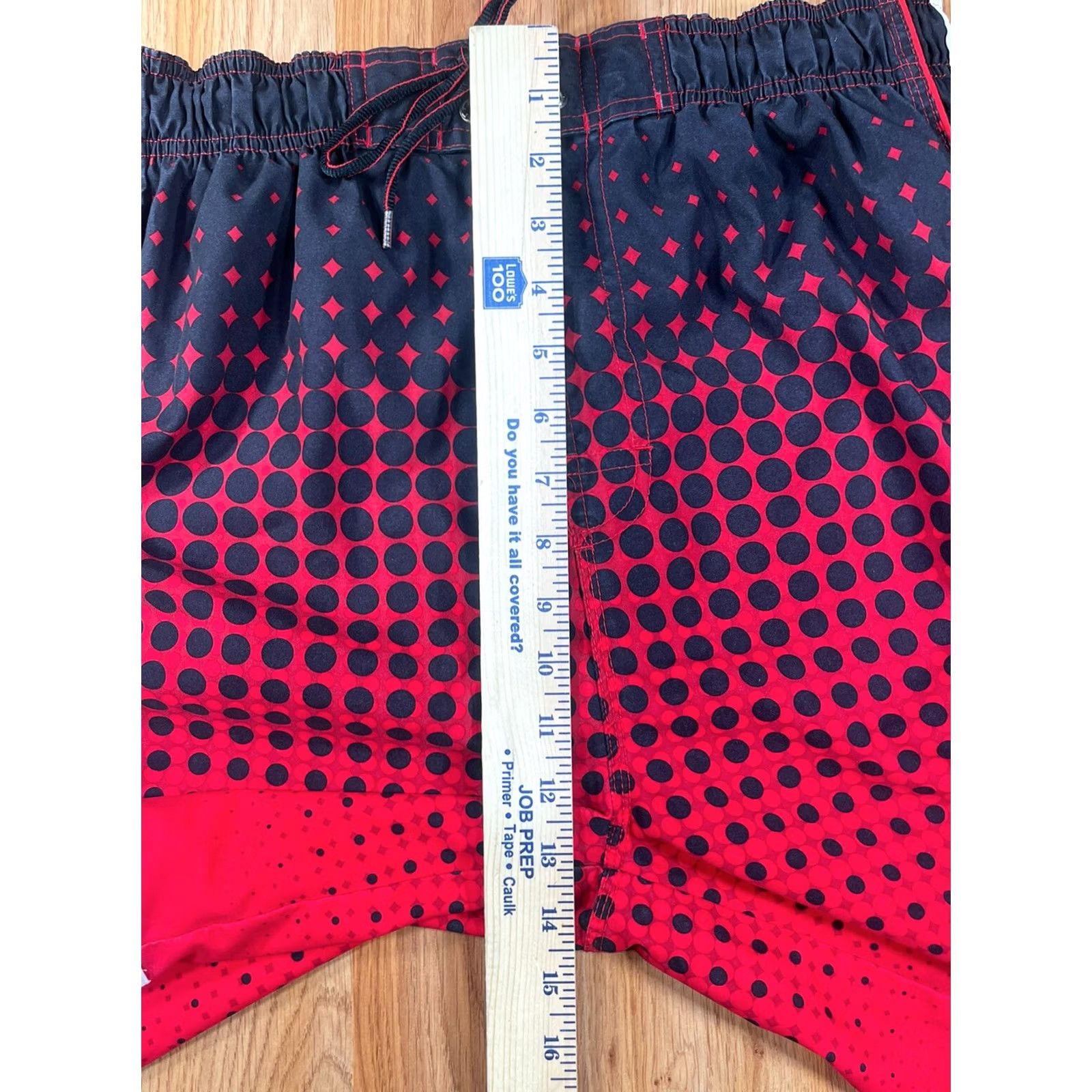 Vintage Unknown Shorts Mens M Medium RedBlackWhite Drawstring Swim Trunks 100% Polyester Size US 31 - 5 Thumbnail