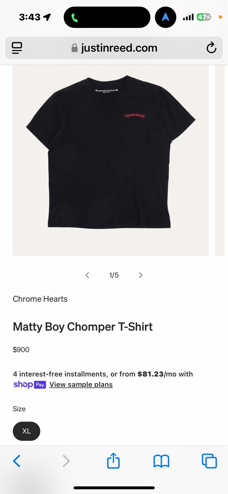 Chrome Hearts Chrome hearts x matty boy OG chomper tee sz xl Size US XL / EU 56 / 4 - 13 Thumbnail