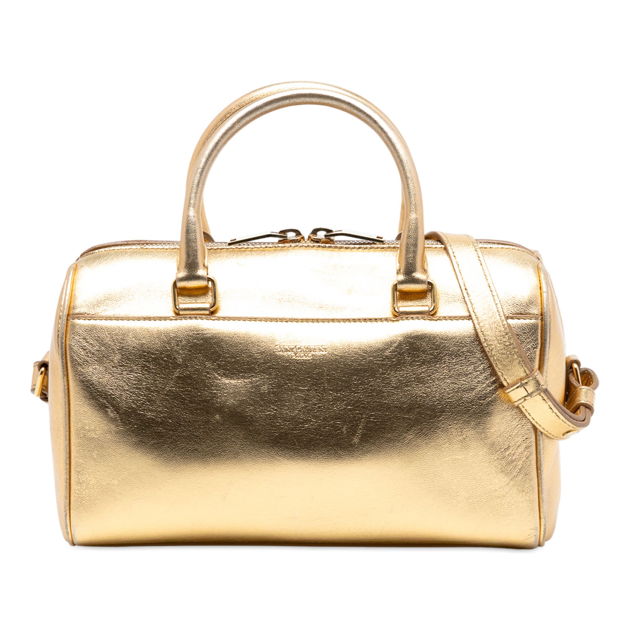 Yves Saint Laurent Baby Metallic Leather Classic Duffle Satchel