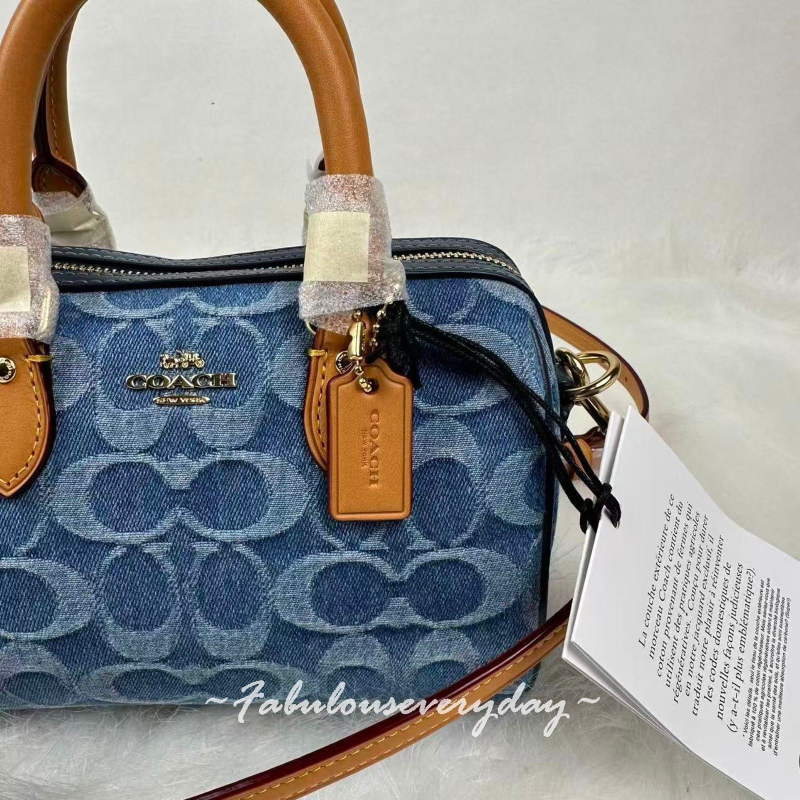 Coach Coach Mini Rowan Crossbody Signature Denim Gold/Indigo Blue Size ONE SIZE - 4 Thumbnail