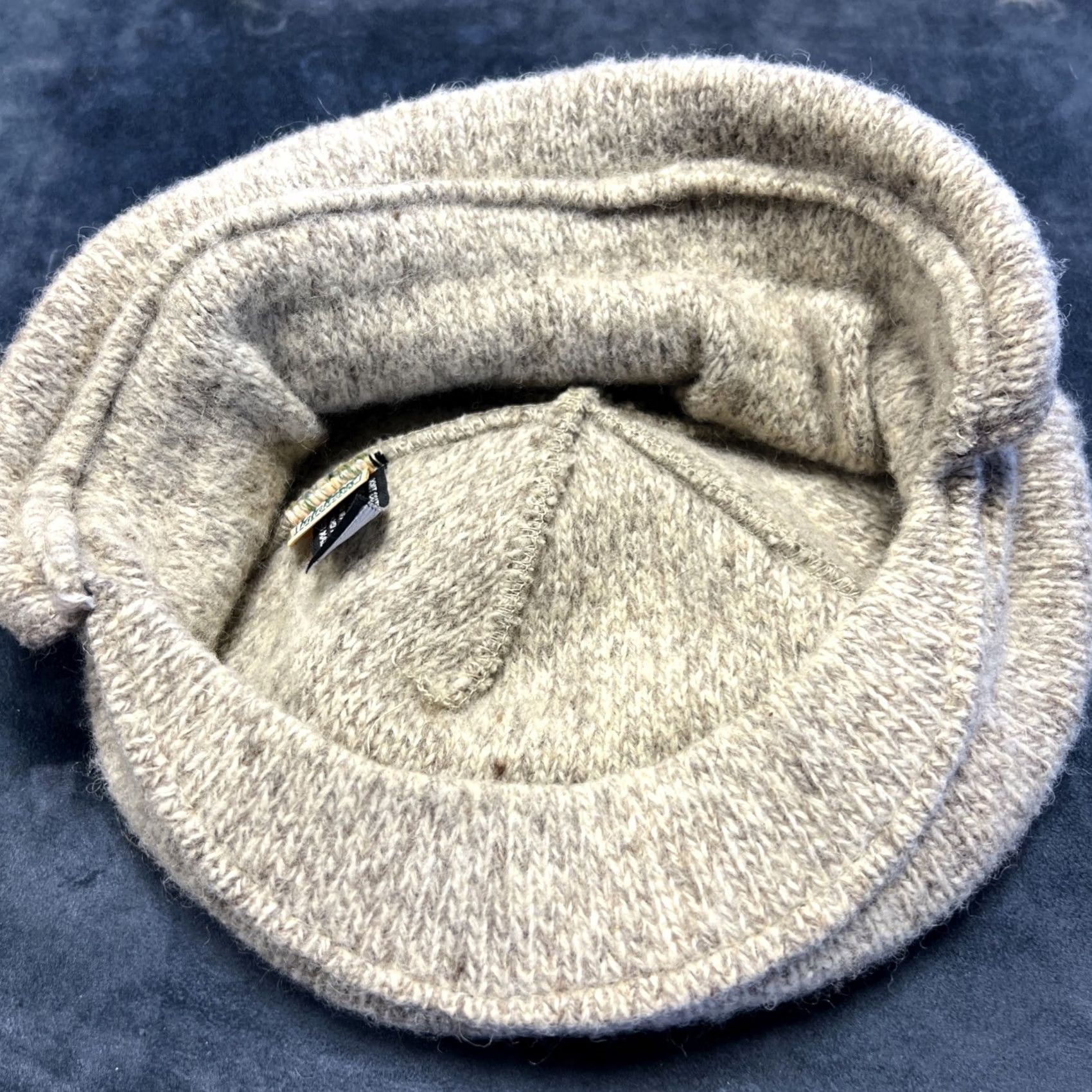 Vintage VINTAGE L.L. Bean Fisherman's Cap Wool Knit Tan Hat Made in USA OS Mens Greek Fisherman Style Packable USA Size ONE SIZE - 2 Thumbnail