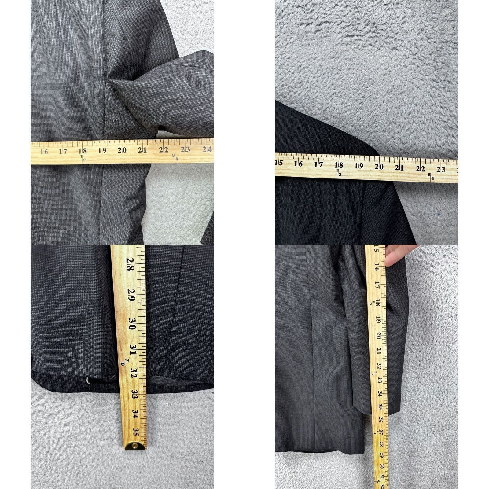 Joseph VINTAGE Joseph Feiss Wool Blazer Mens 44 Regular Dark Gray Suit Jacket Two Button Size 44R - 8 Thumbnail