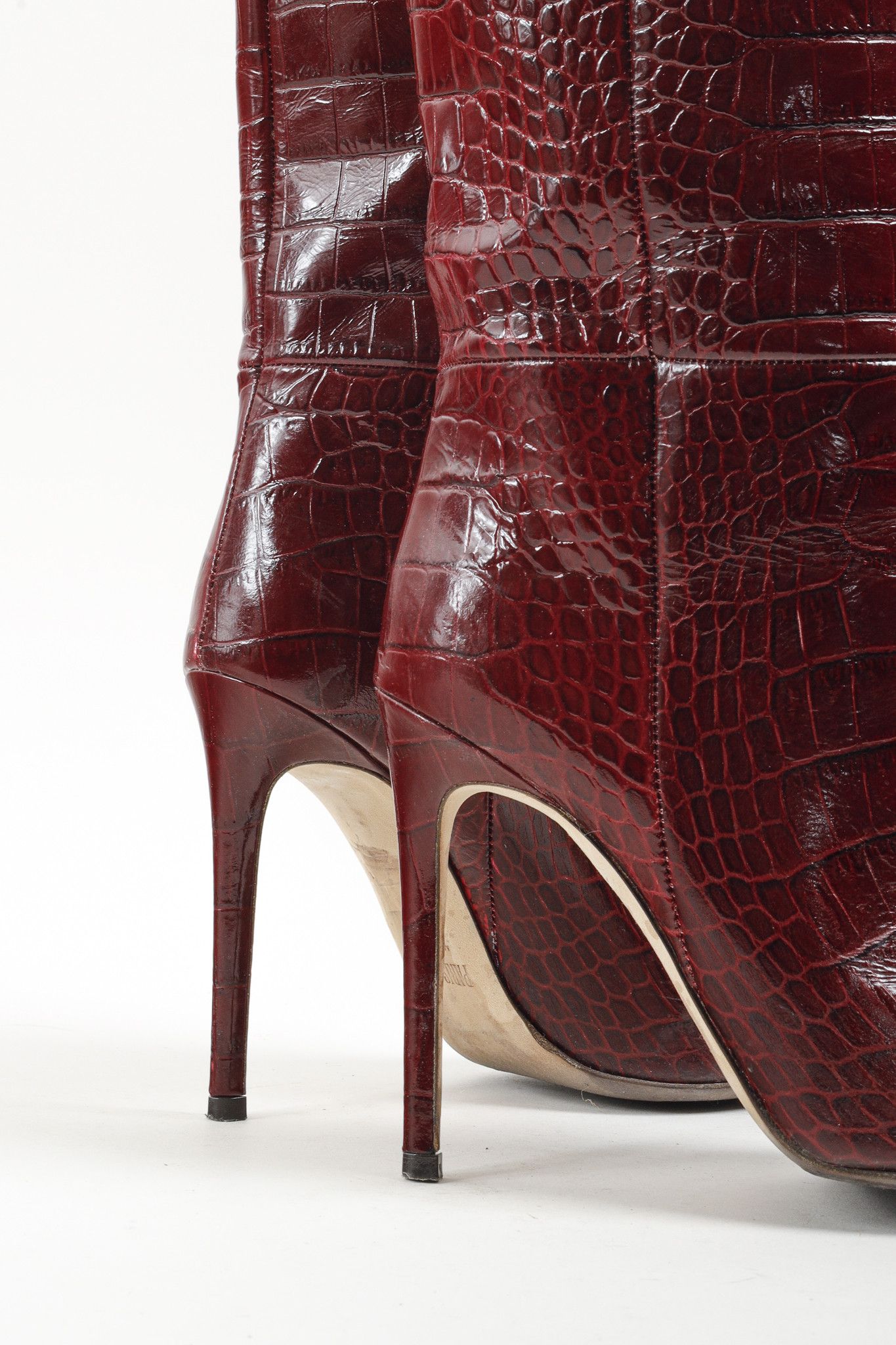 Paris Texas Paris Texas Burgundy Crocodile Embossed Boots Size US 6.5 / IT 36.5 - 9 Thumbnail