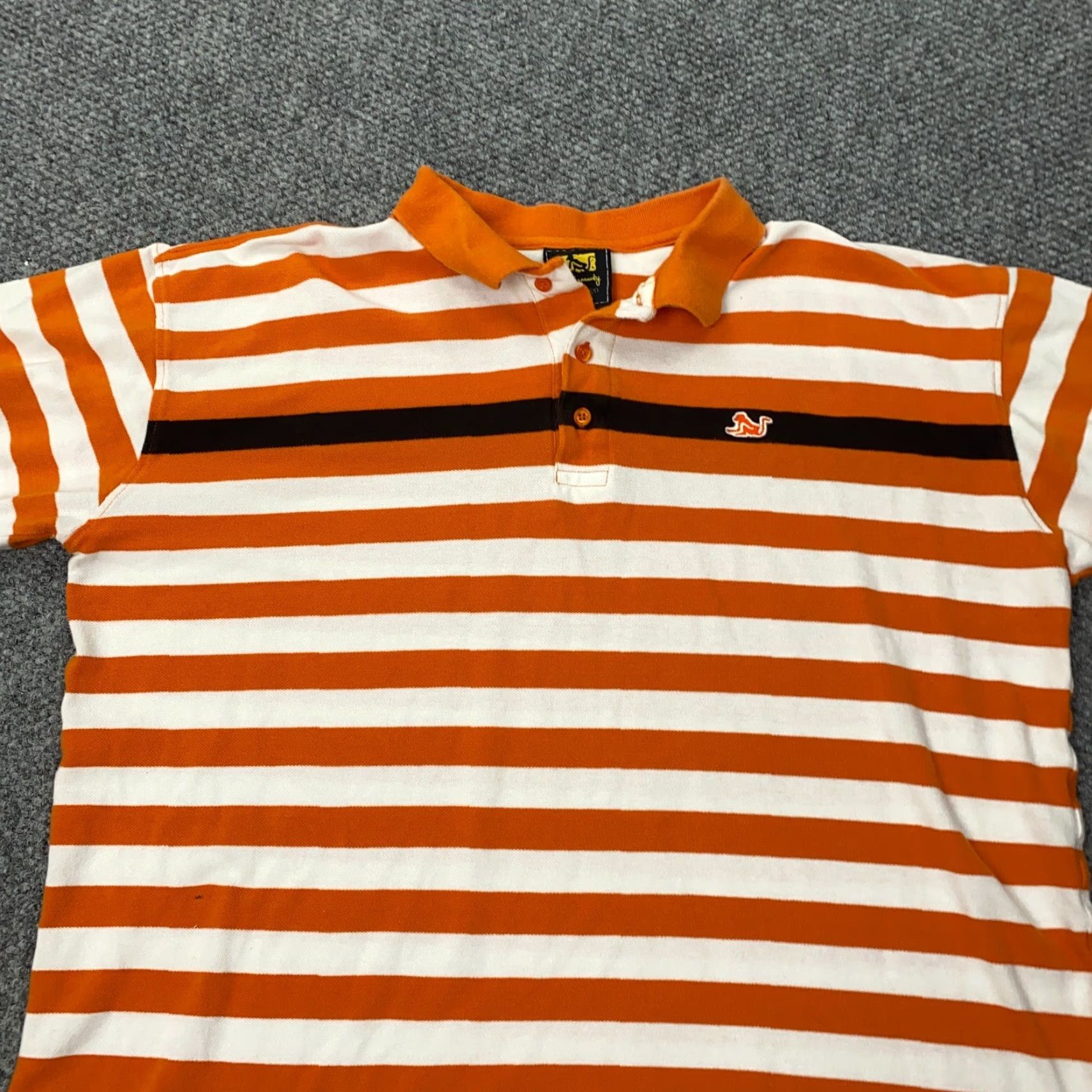 Vintage VINTAGE Drunknmunky Polo Shirt Mens XL Orange White Striped Golf Embroidered Size US XL / EU 56 / 4 - 2 Thumbnail