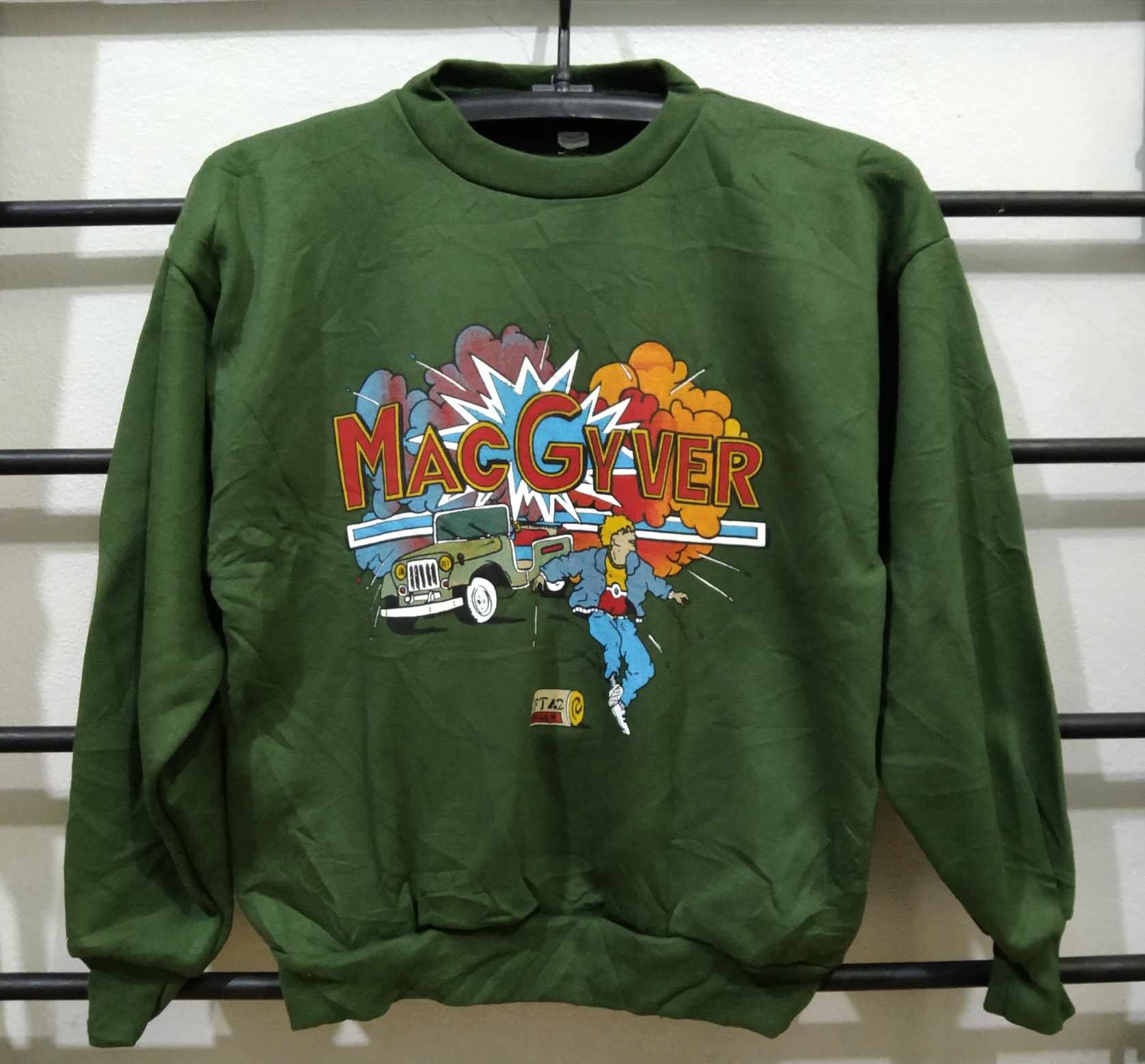 Image of Vintage VTG Macgver Sweatshirt 80's in Green Olive, Men's (Size Small)