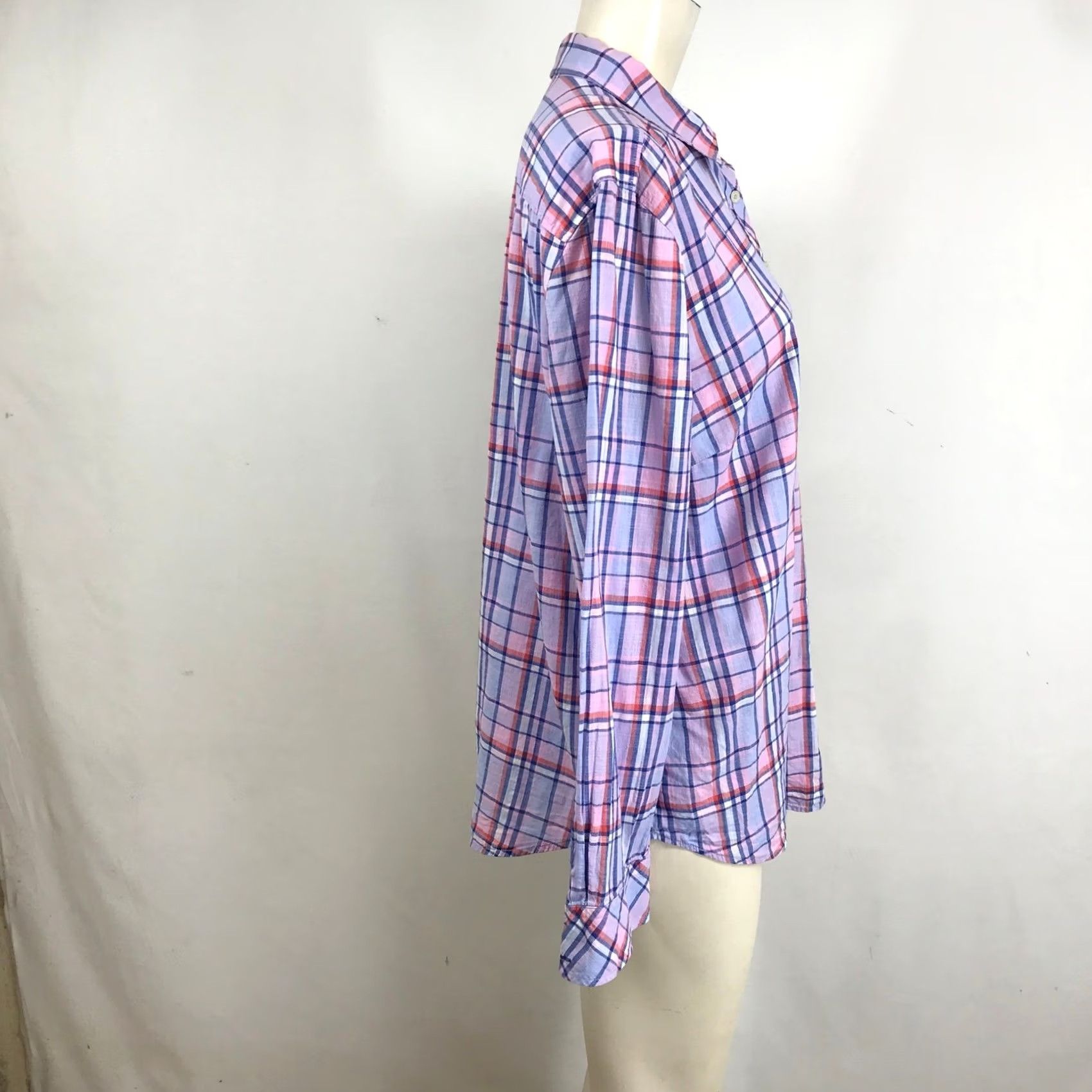 Talbots VINTAGE Talbots Womens XL Purple Pink Plaid Cotton Button-Down Long Sleeve Shirt Size XL / US 12-14 / IT 48-50 - 4 Thumbnail