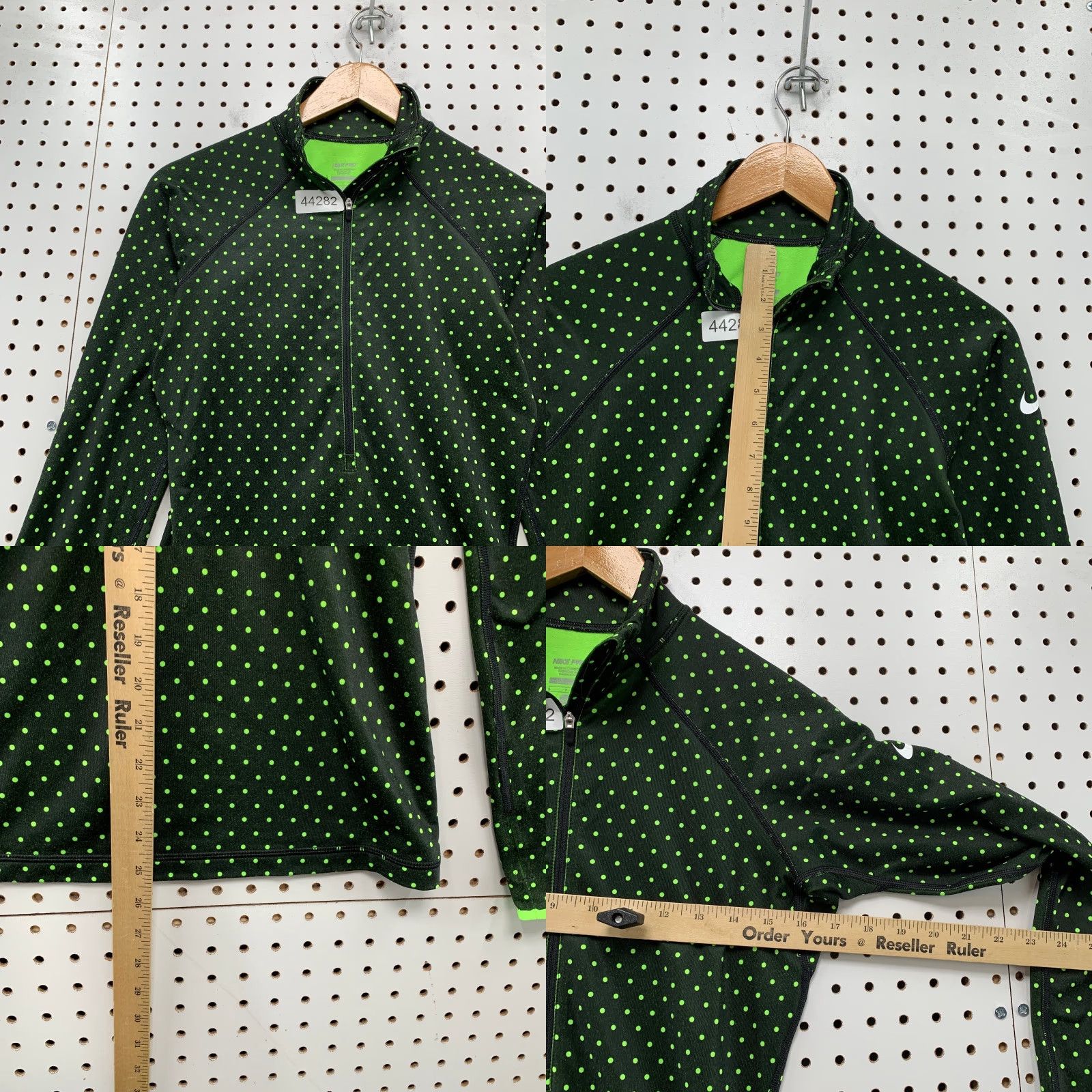 Nike Nike Pro Hyperwarm Womens 1/2 Zip Active Pullover Green Polka Dot Warm Workout Shirt Size M / US 6-8 / IT 42-44 - 8 Thumbnail