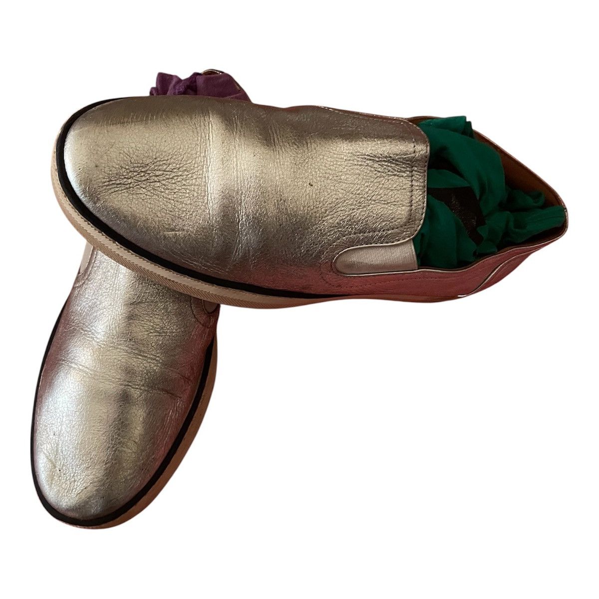 Bottega Veneta Bottega Veneta Women's Bronze Metallic Leather Slip-On Flats Size US 7 / IT 37 - 2 Thumbnail