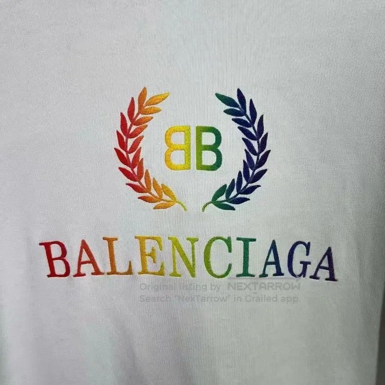 Balenciaga Balenciaga Rainbow White Wheat Ear Logo Embroidered Hoodie Size US XS / EU 42 / 0 - 4 Thumbnail