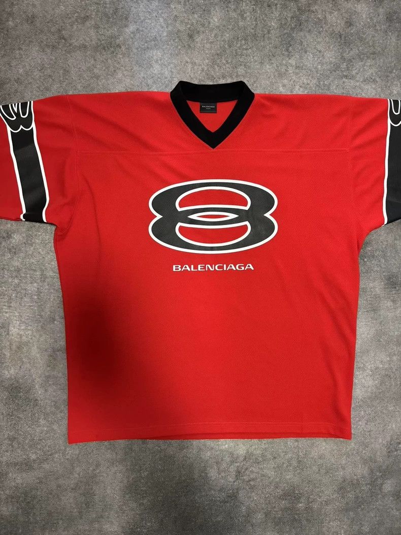 Balenciaga Balenciaga Red 25 Rugby Short Sleeve Jersey - dmc Size US M / EU 48-50 / 2 - 1 Thumbnail