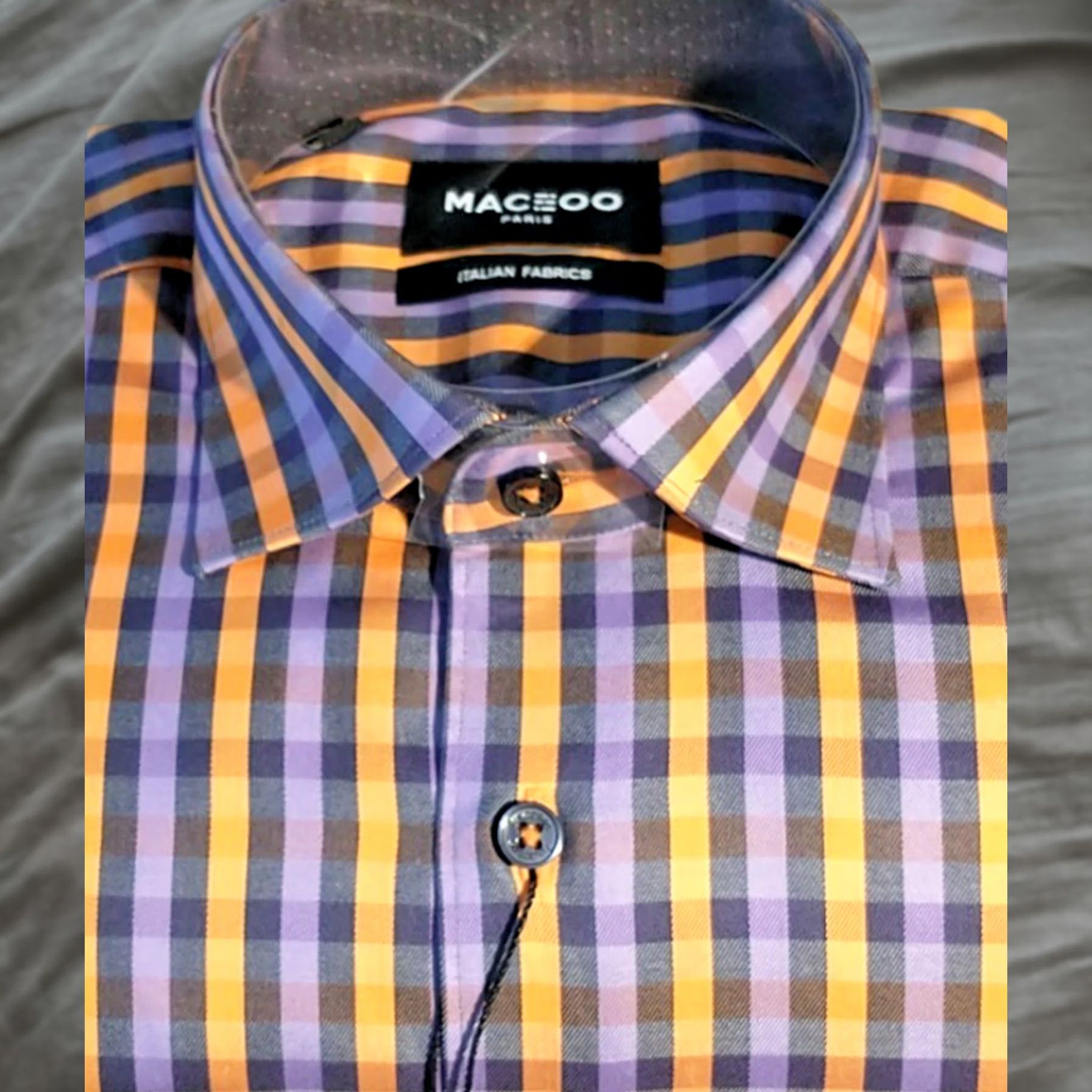 Maceoo Shirt M Multicolor Long Sleeve Button-Down Luxor Fancy Checks Pattern Mens, Men's