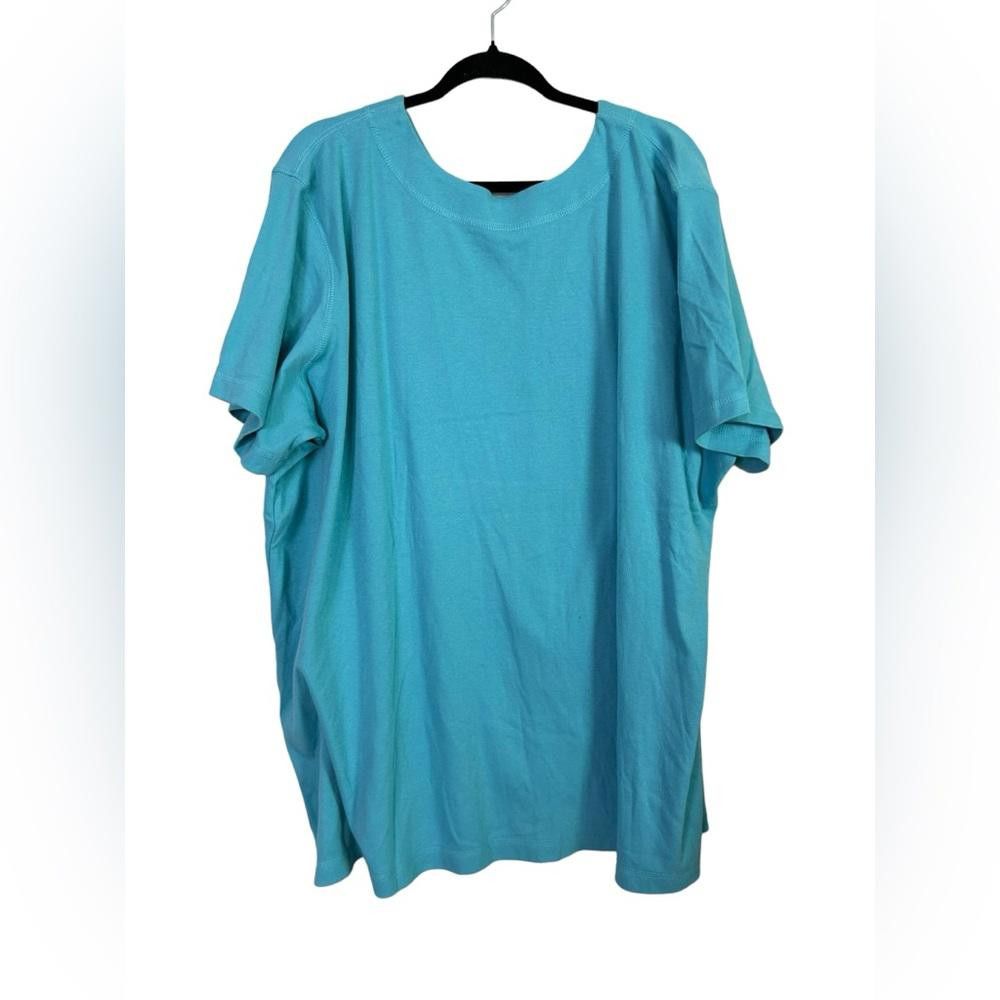 Designer Woman Within l Aqua Blue Button Down Top 2X Size XXL / US 16-18 / IT 52-54 - 2 Thumbnail