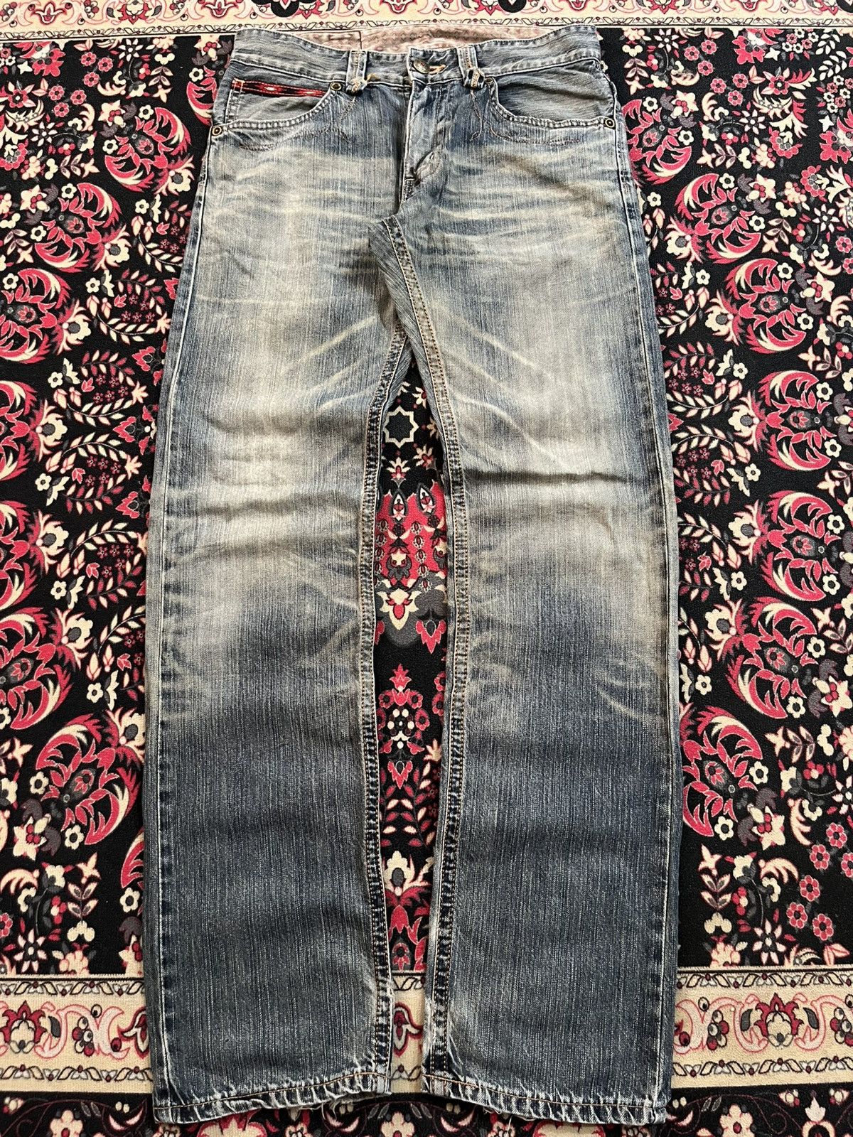 Edwin Vintage Edwin XVS Blue Faded Washed Whisker Straight Jeans Size US 30 / EU 46 - 1 Thumbnail