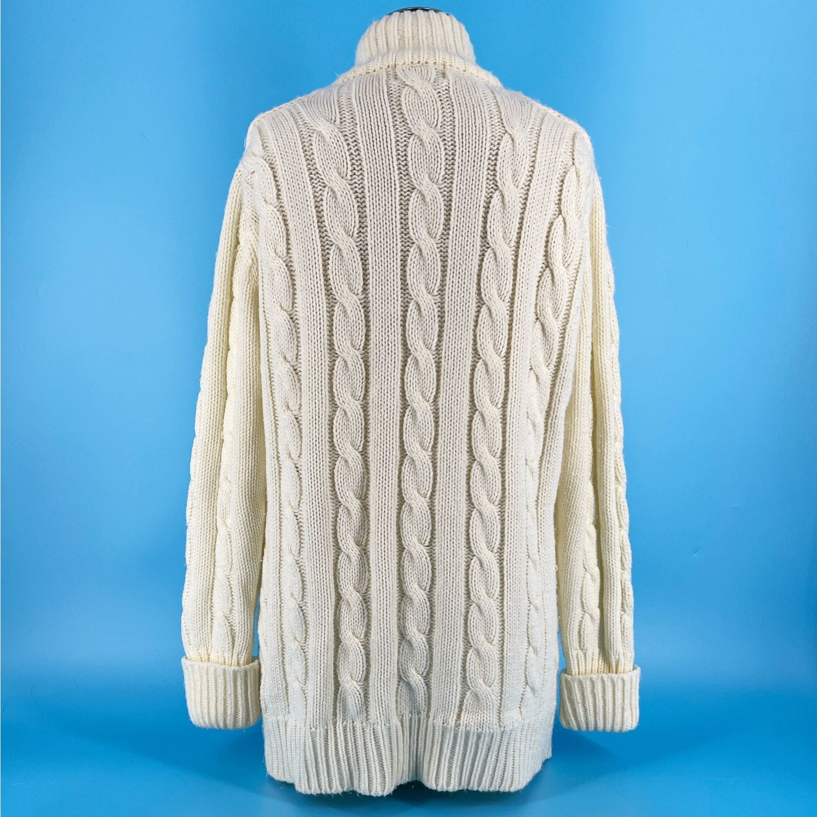 Sears × Vintage 80s cardigan sweater mock neck cable knit 1980s vintage Size L / US 10 / IT 46 - 3 Thumbnail