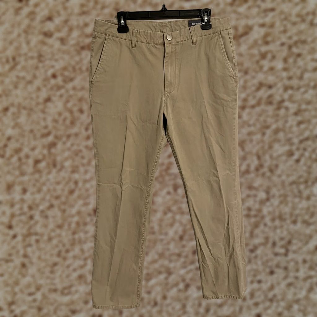 Bonobos Bonobos Pants Chino Khaki Casual Straight Leg Flat Front Men's 34x34 Size US 34 / EU 50 - 1 Thumbnail