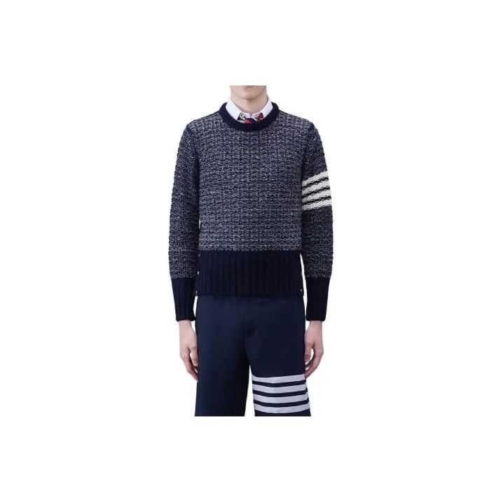 Thom Browne Thom Browne Navy Striped Sweater with Crew Neck Size US M / EU 48-50 / 2 - 1 Thumbnail