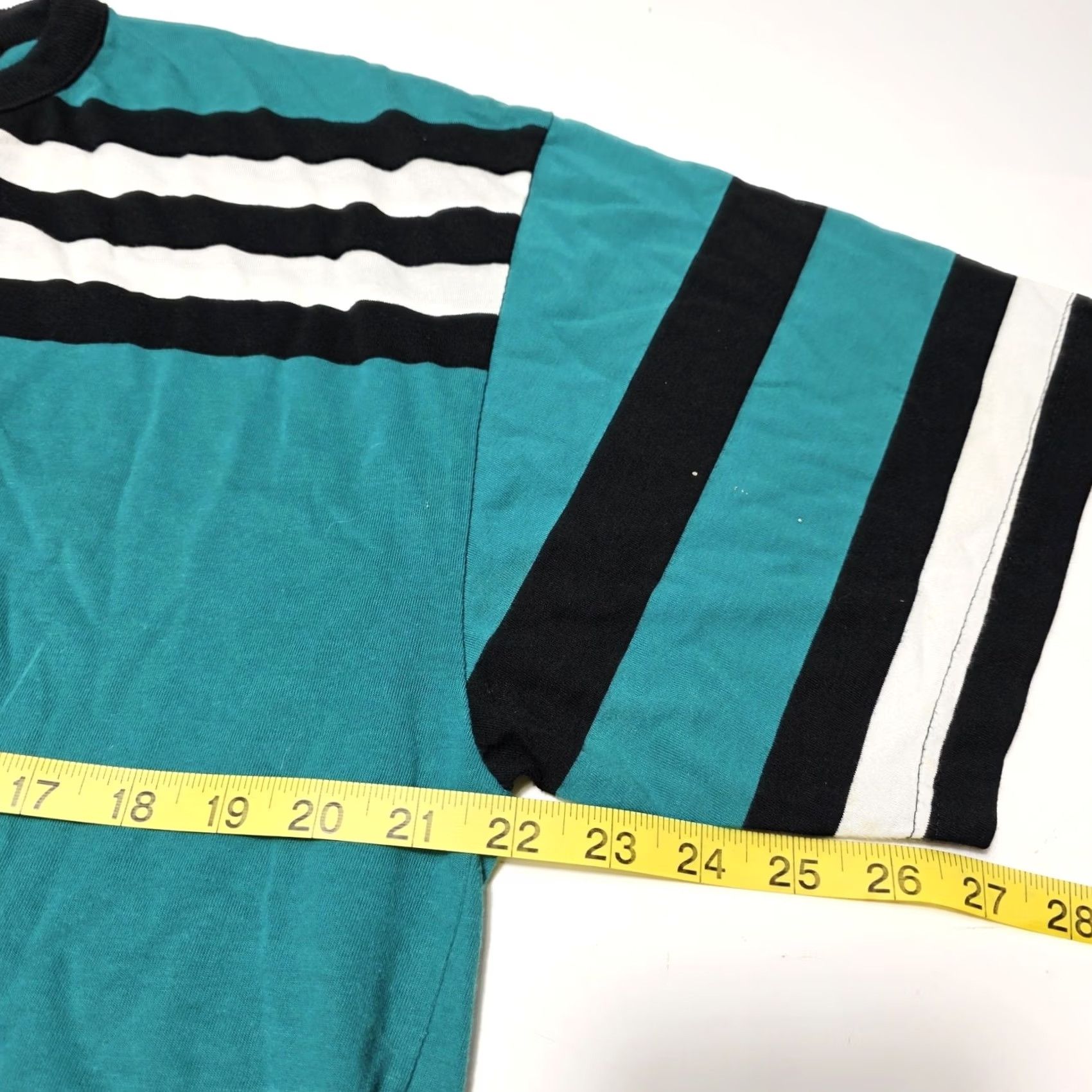 Vintage VINTAGE Royal Blues Striped Retro T-Shirt Men XL Teal Black 90s Mens Crew Neck Cotton Blend Size US XL / EU 56 / 4 - 6 Thumbnail