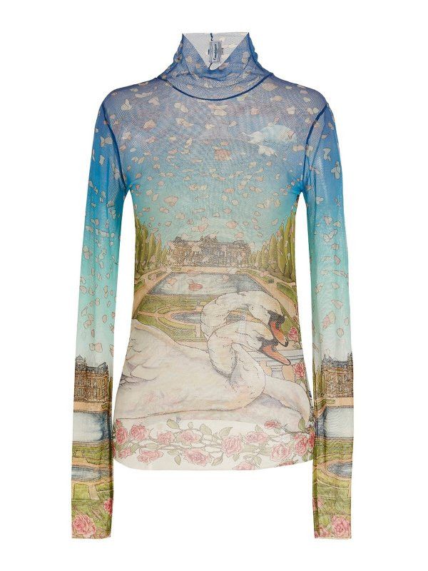 Casablanca o1mle0326 Printed Mesh Top High Neck In Multicolor Size US XL / EU 56 / 4 - 1 Thumbnail