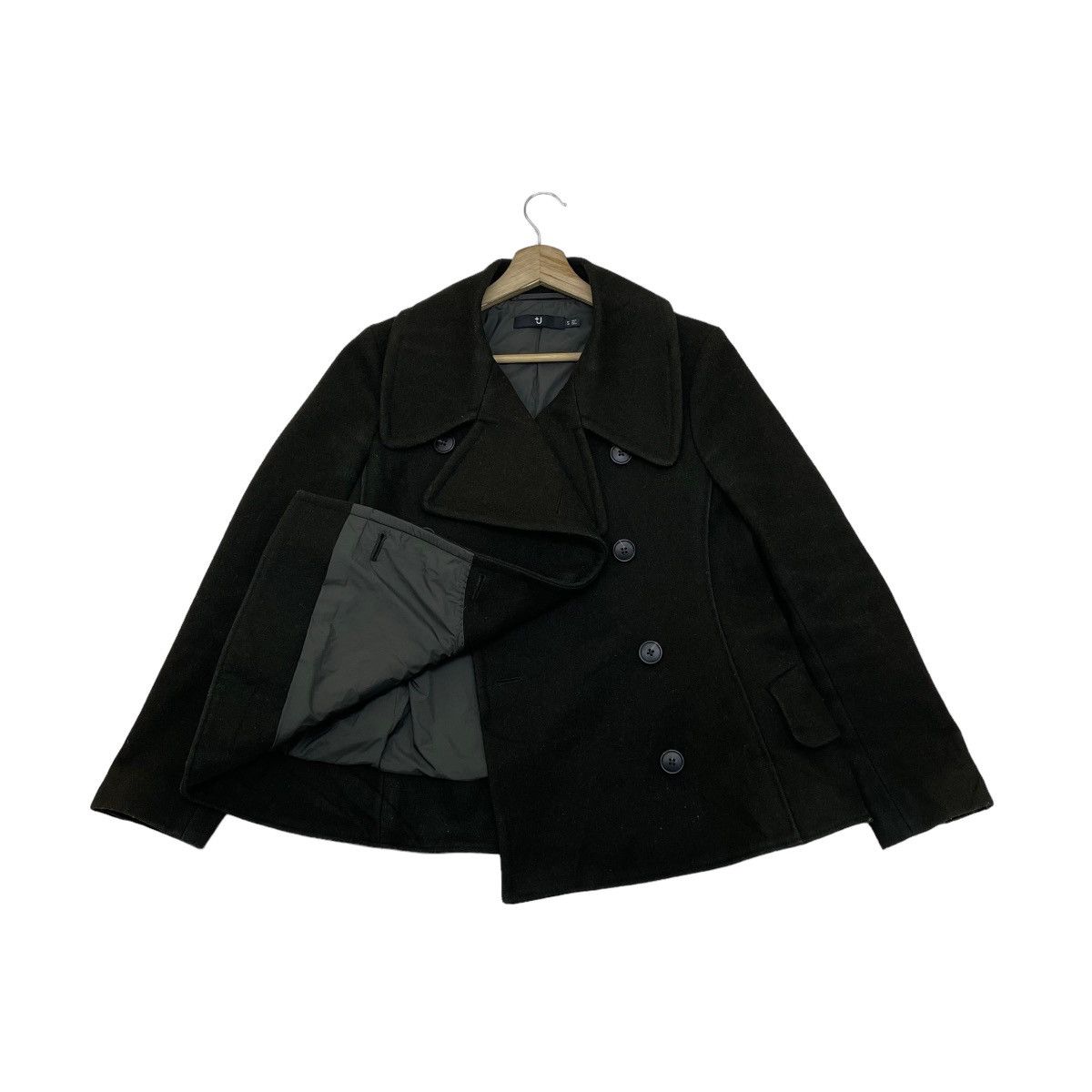 image of Beauty Beast x Jil Sander Uniqlo Double Breast Wool Jacket in Dark Olive, Women's (Size Small)