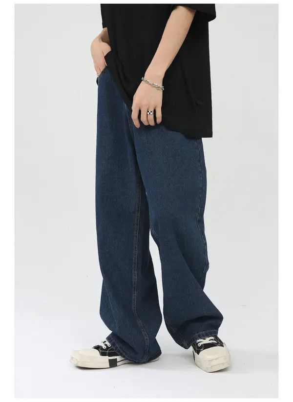 Japanese Brand Dark blue Japanese retro loose casual washed straight jeans Size US 32 / EU 48 - 8 Thumbnail