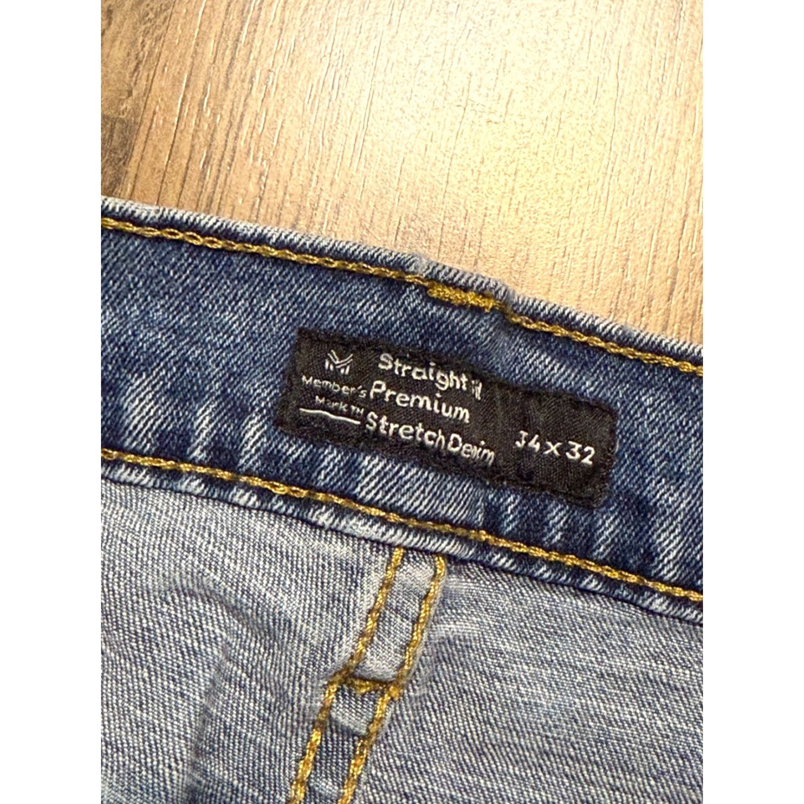 Denime Member's Mark Jeans Mens Size 34x32 Blue Straight Fit Premium Stretch Denim Jeans Size US 34 / EU 50 - 4 Thumbnail