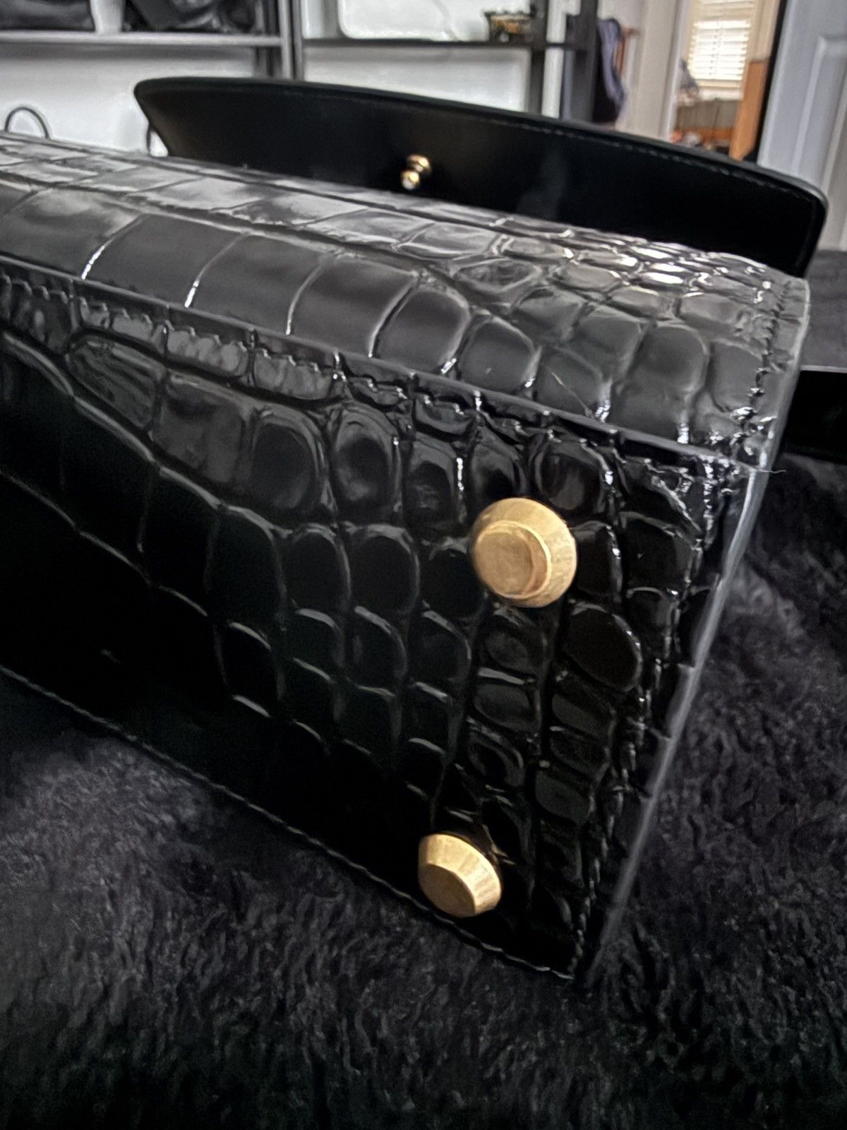 Balenciaga Balenciaga Black-Croc Embossed Leather Bag Size ONE SIZE - 7 Thumbnail
