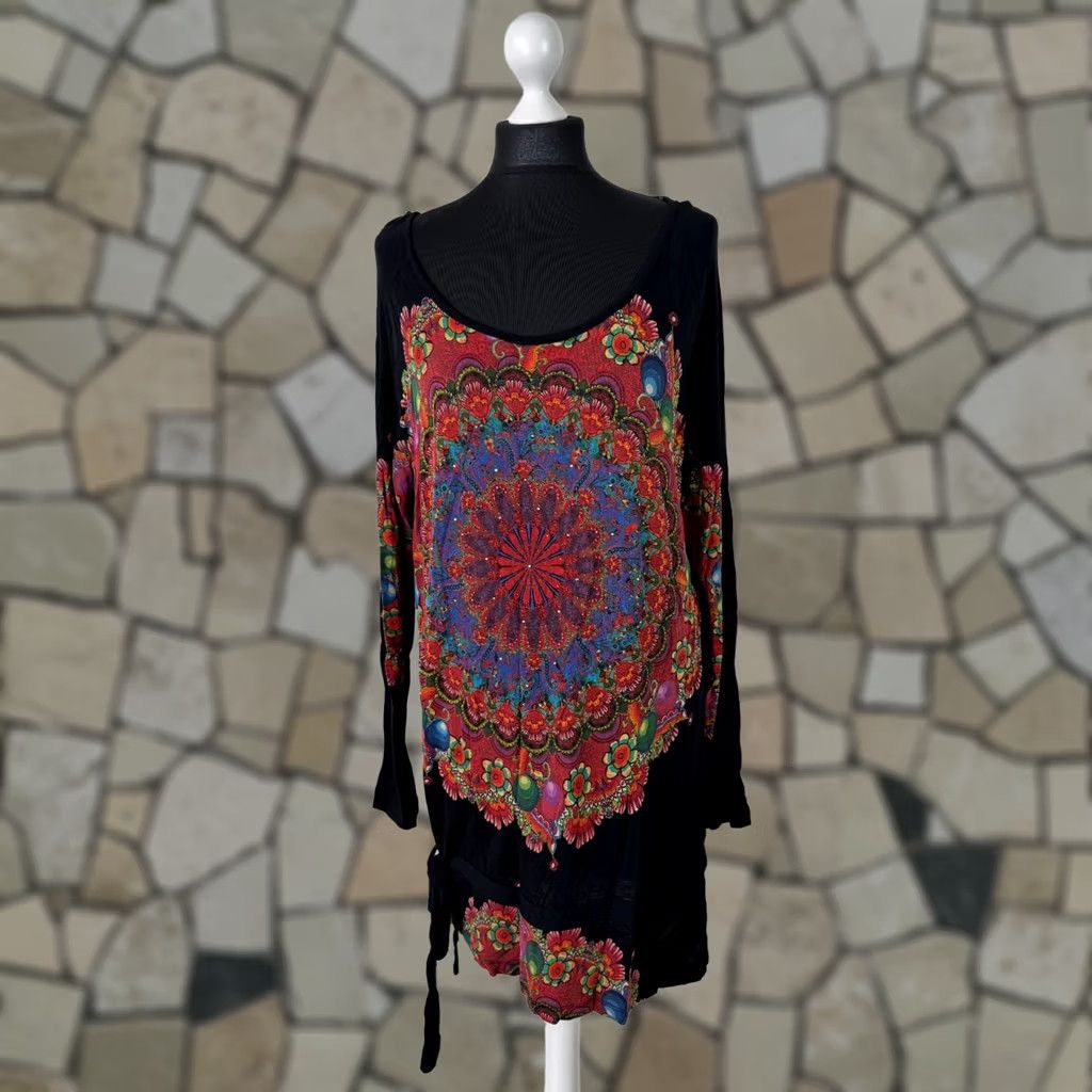 Desigual Desigual Shirt Womens XXL Black Long Sleeve Round Neck Tunic 2XL Size XXL / US 16-18 / IT 52-54 - 1 Thumbnail