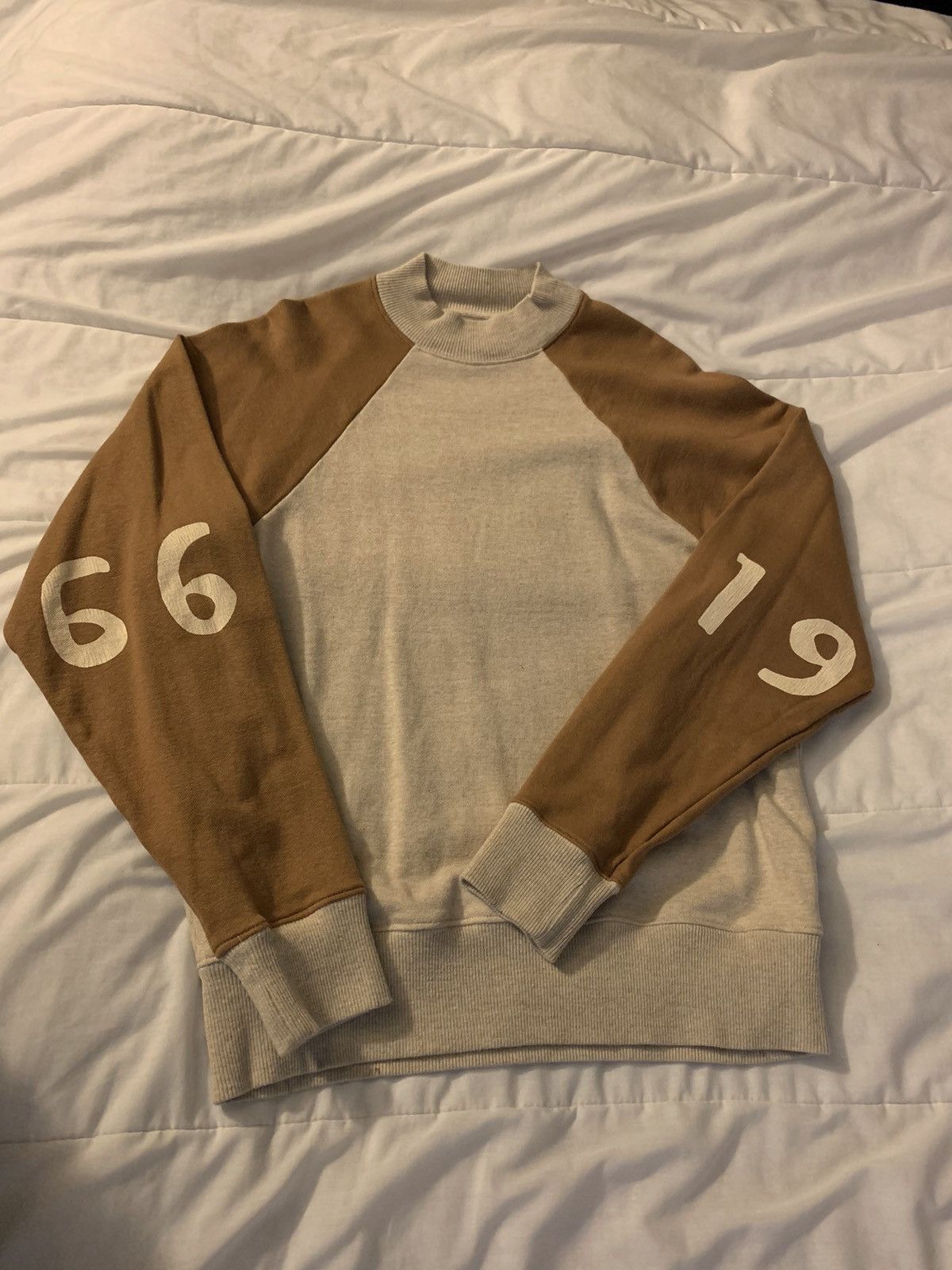 image of Kapital 1966 Raglan Mock Neck Sweater in Brown, Men's (Size Medium)