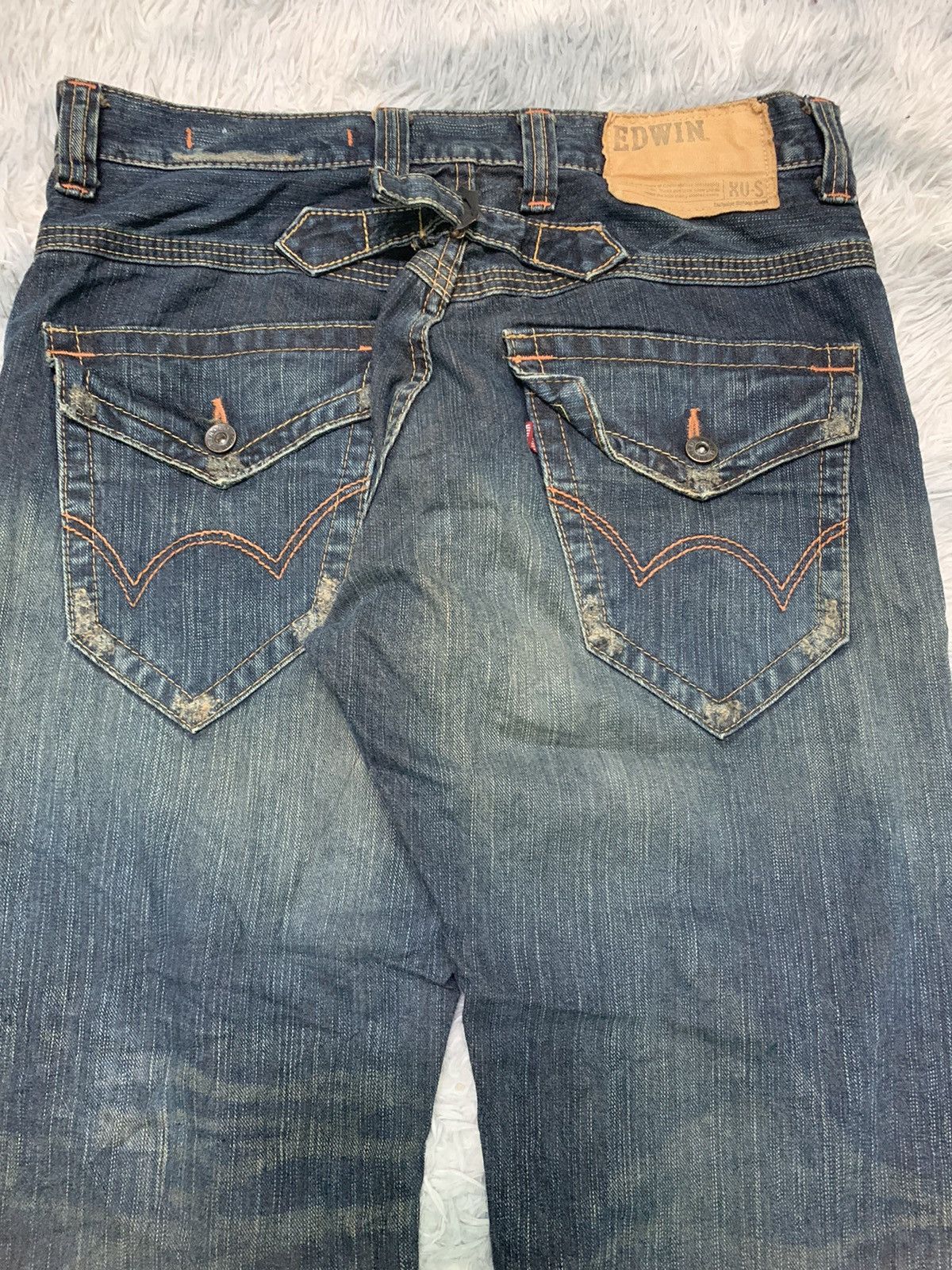 Edwin × Japanese Brand × Vintage RARE EDWIN XV-S BUCKLE BACK DISTRESSED DENIM RARE DESIGN Size US 34 / EU 50 - 10 Thumbnail