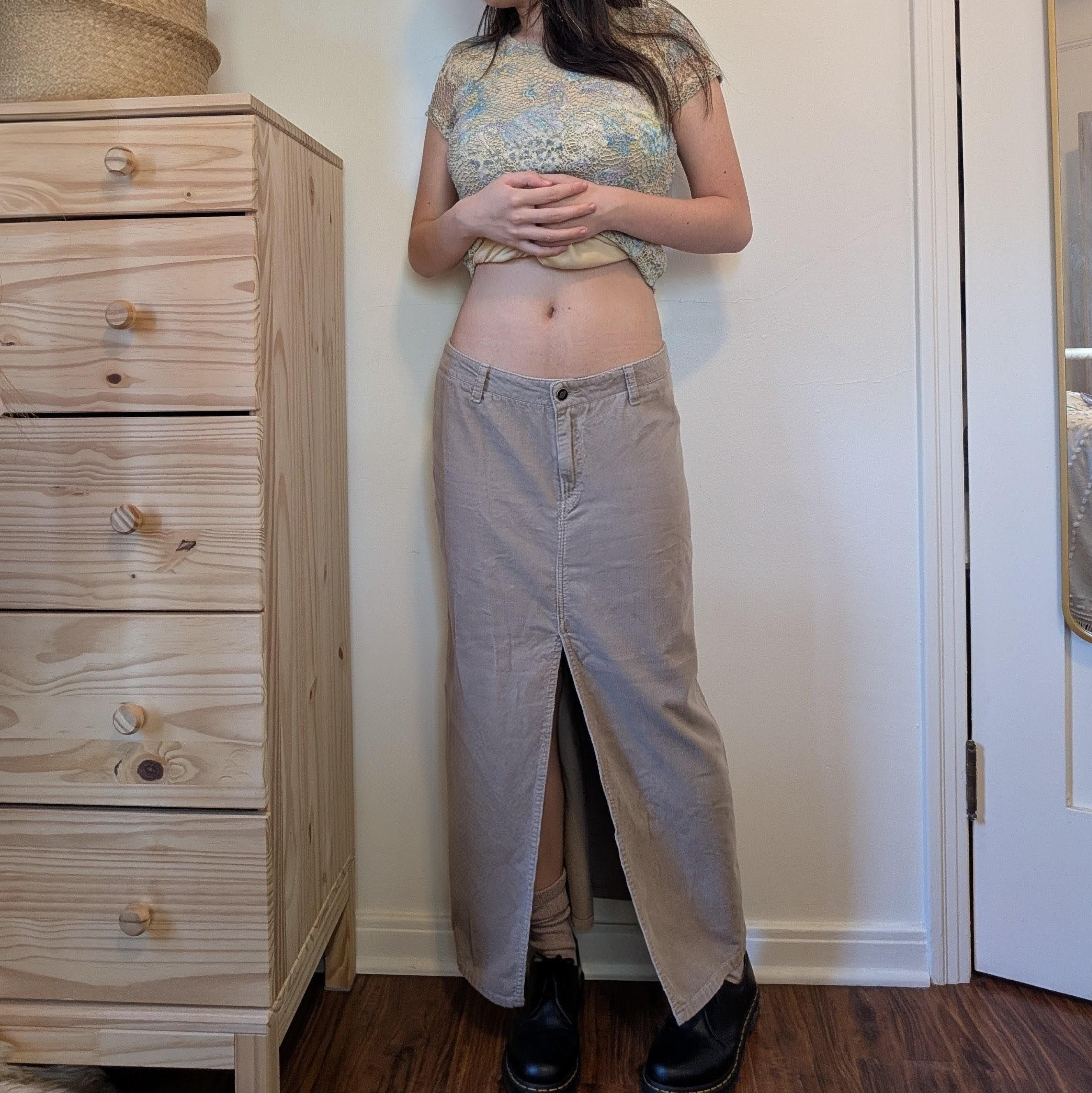 Dickies 2000s Y2K Dickies Girl Beige Corduroy Low Rise Maxi Skirt Size 31" - 1 Thumbnail
