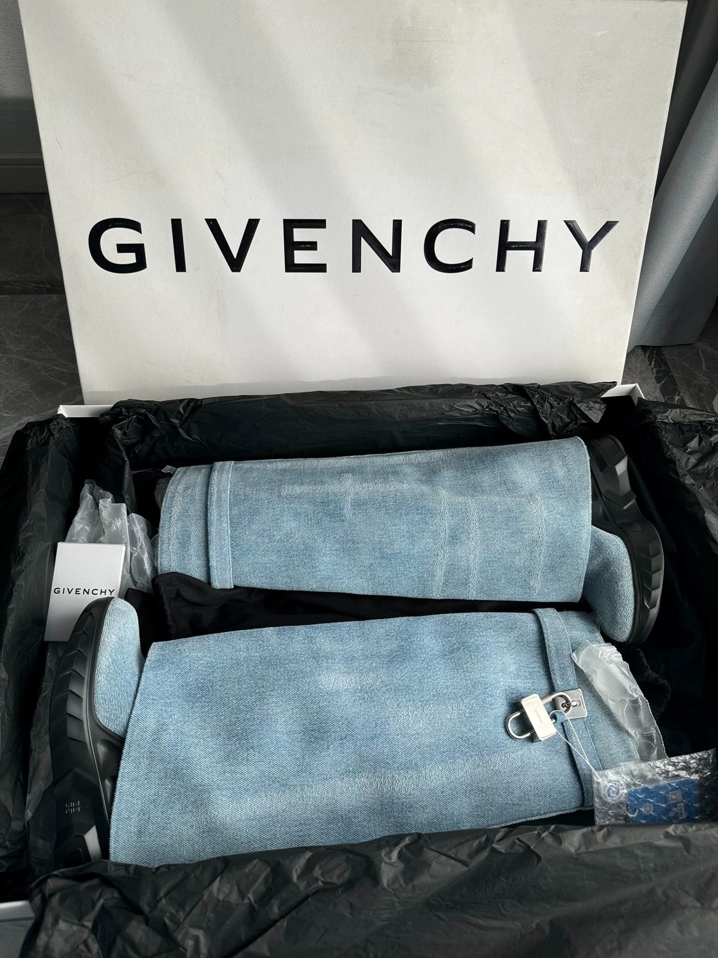 Givenchy Givenchy Shark Lock Long Denim Blue Boots Size US 5.5 / IT 35.5 - 1 Thumbnail