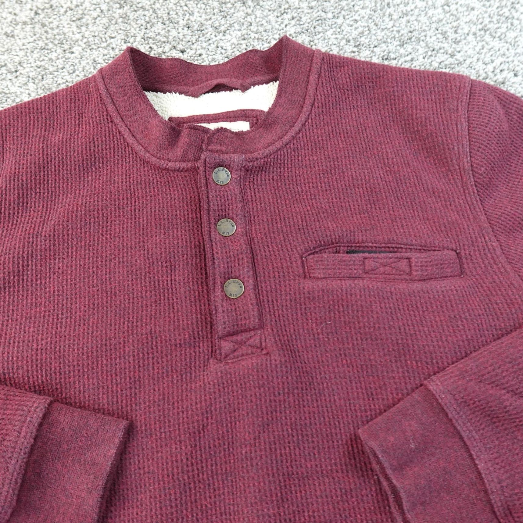 Vintage VINTAGE LL Bean Sweatshirt Mens M Red Henley Waffle Knit Fleece Lined Thermal Katahdin Size US M / EU 48-50 / 2 - 3 Thumbnail