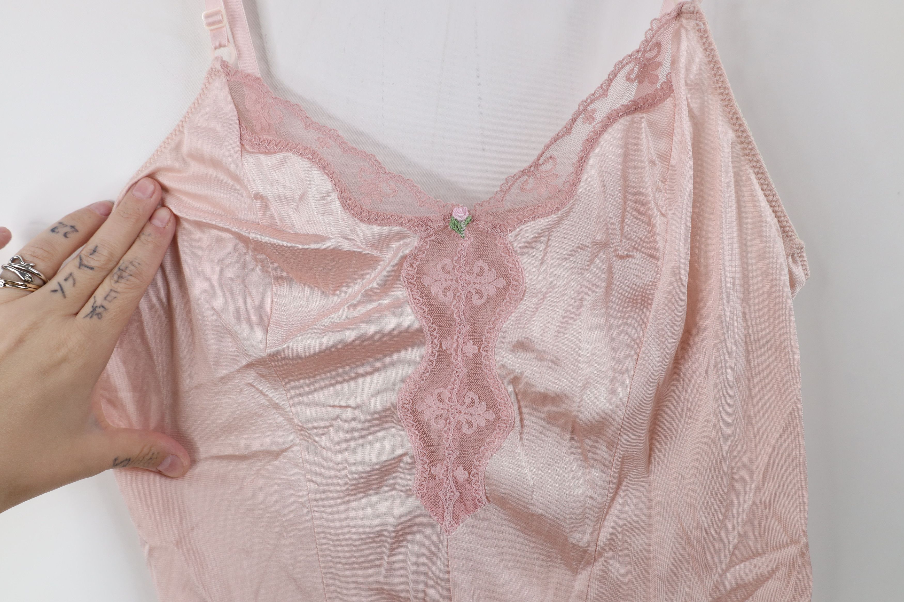 Vintage Vintage 70s Streetwear Fairy Silky Lace Cami Tank Top Shirt Size XS / US 0-2 / IT 36-38 - 4 Thumbnail