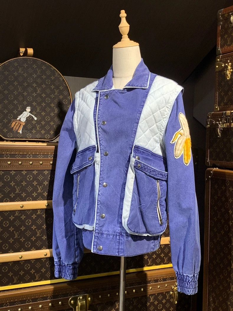 GucciBlue retro stitching denim jacket