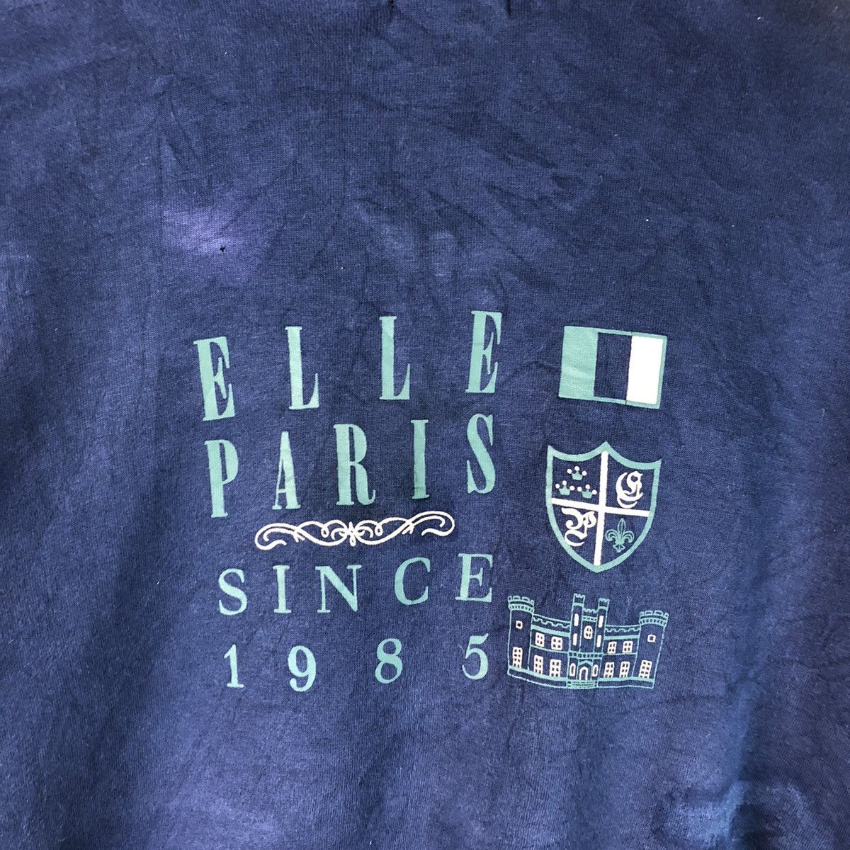 Japanese Brand × Vintage Elle Paris vintage distressed ripped Dark Blue Hoodie #7453 Size US M / EU 48-50 / 2 - 6 Thumbnail