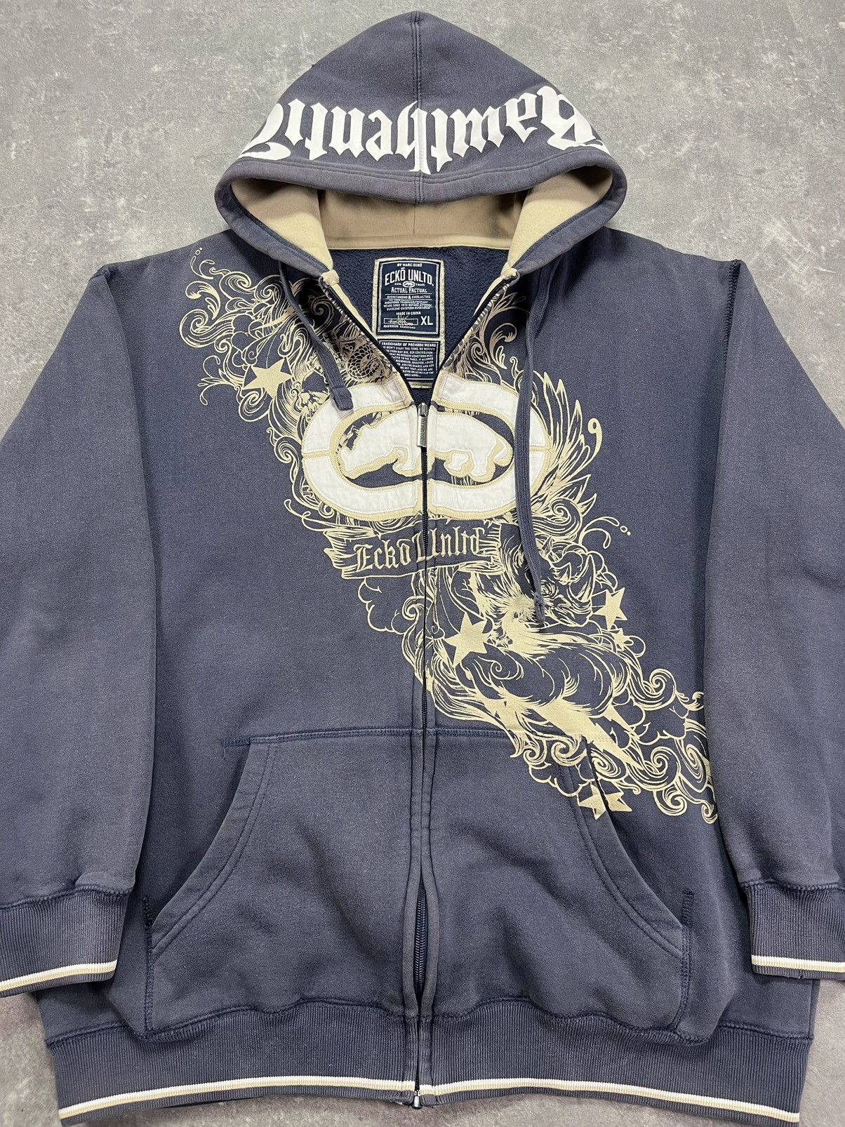 Ecko Unltd. Ecko Unltd. Big Logo Printed Baggy Faded Zip Hoodie XL XXL Size US XL / EU 56 / 4 - 7 Thumbnail
