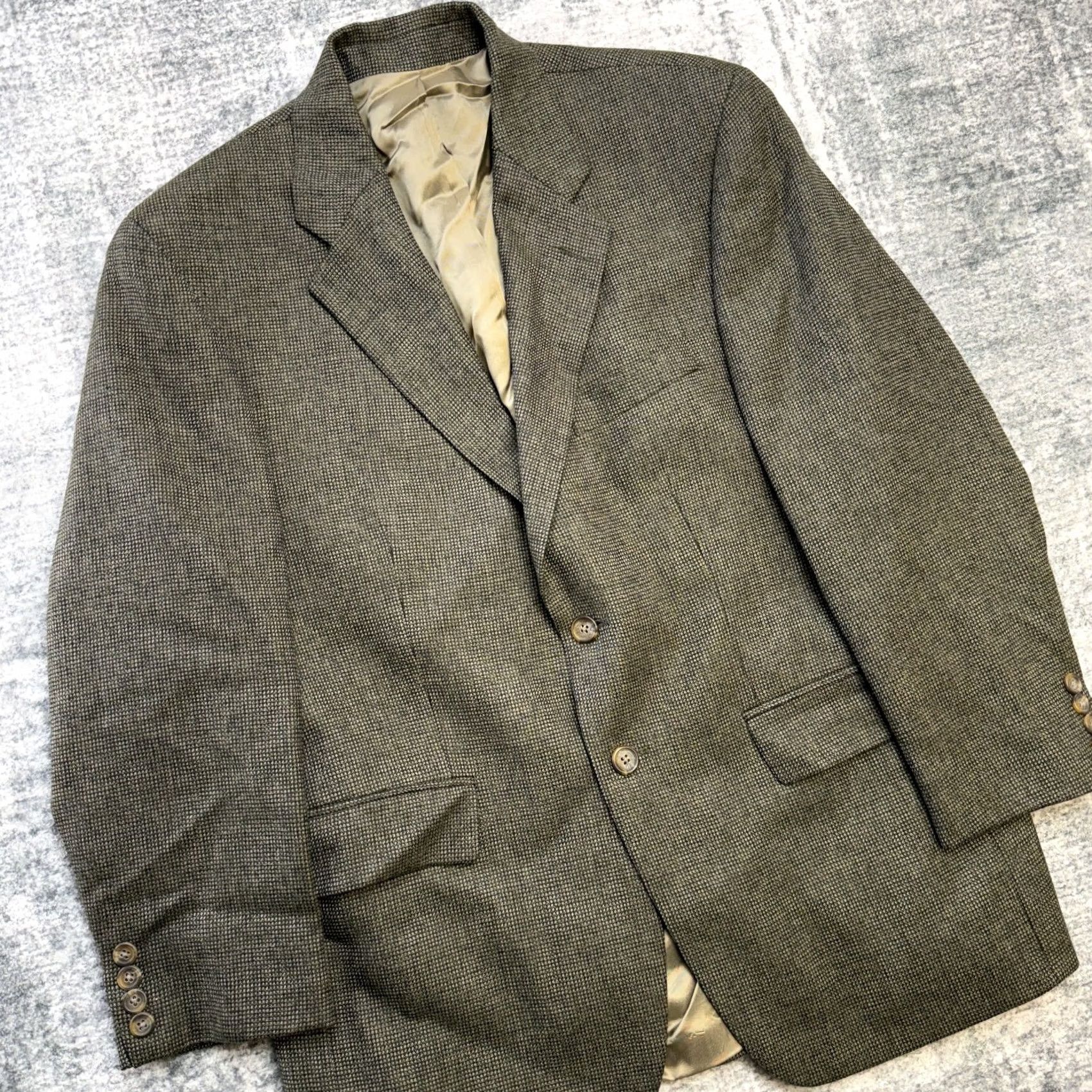 Chaps VTG Chaps Blazer Jacket Mens 40S Wool Nailhead Green Notch Lapel Single-Breasted Four-Button Front 2-Button Front Size 40R - 3 Thumbnail