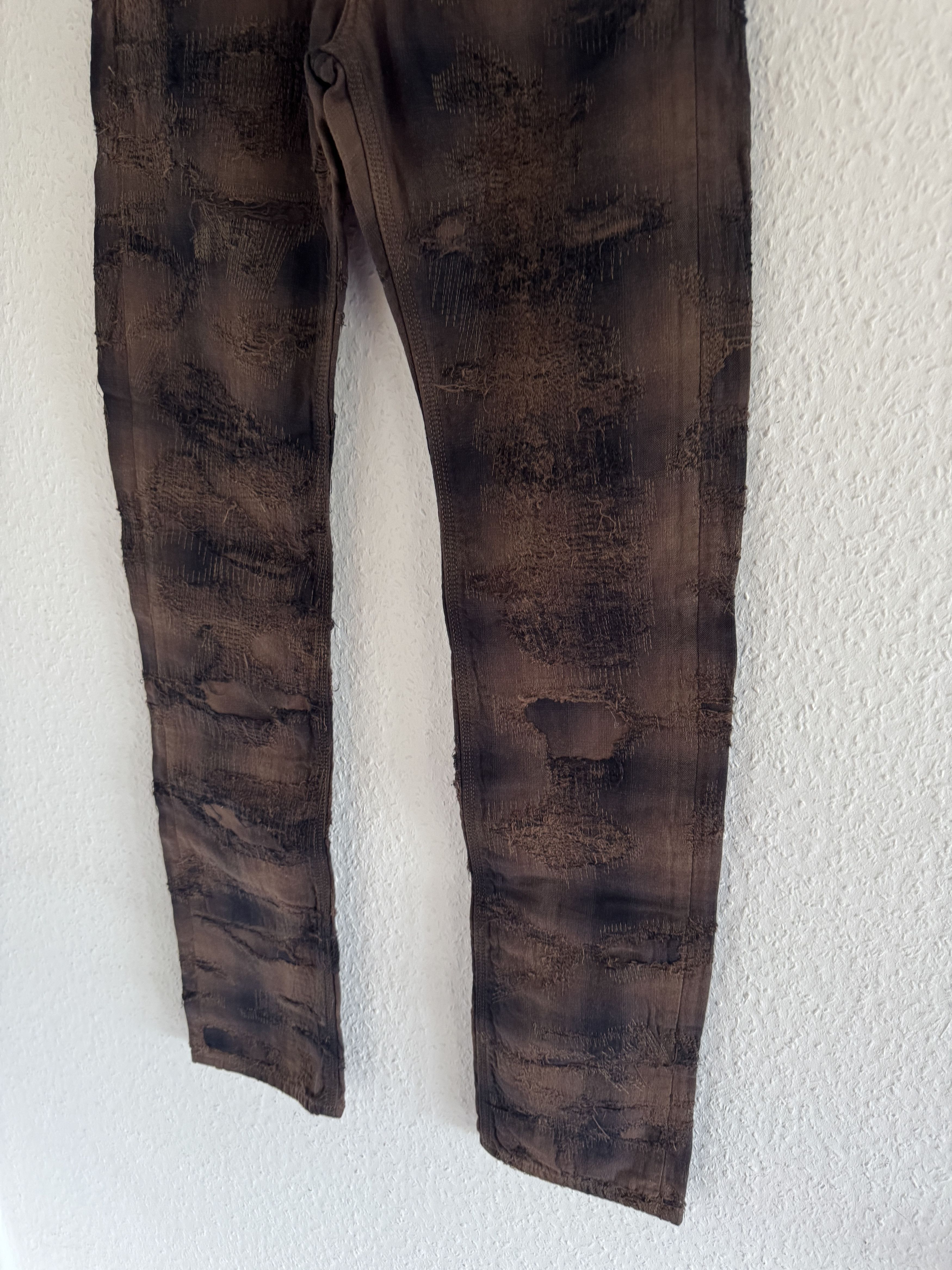 Givenchy SS22 Boro Distress Checker Plaid Straight Leg Pants Size US 26 / EU 42 - 4 Thumbnail