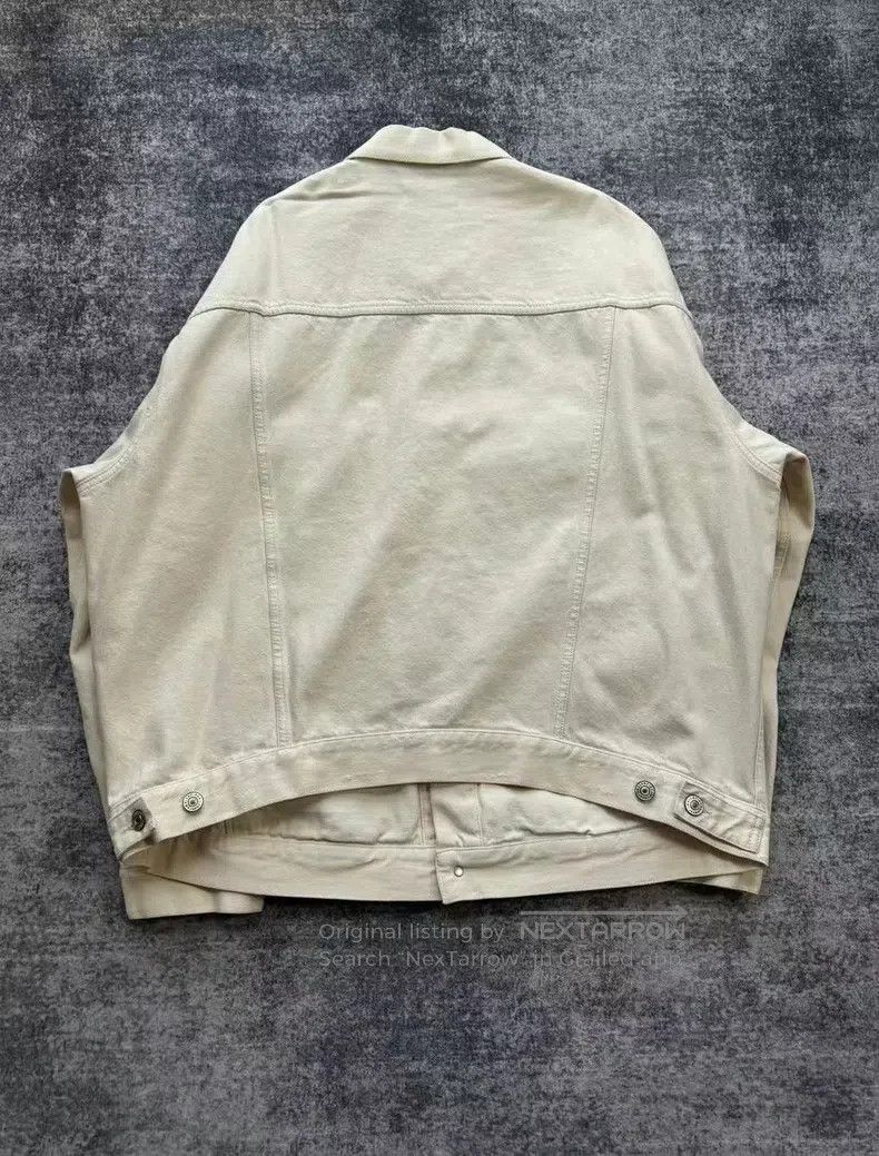 Balenciaga Balenciaga Beige Destroyed Denim Jacket Size US M / EU 48-50 / 2 - 2 Thumbnail